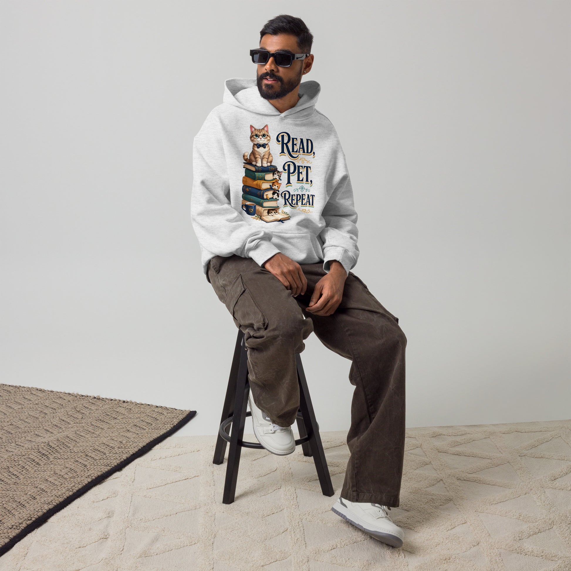 Elite Read Pet Repeat - Premium Luxury Oversized Hoodie for Cat Lovers by printfluence.net