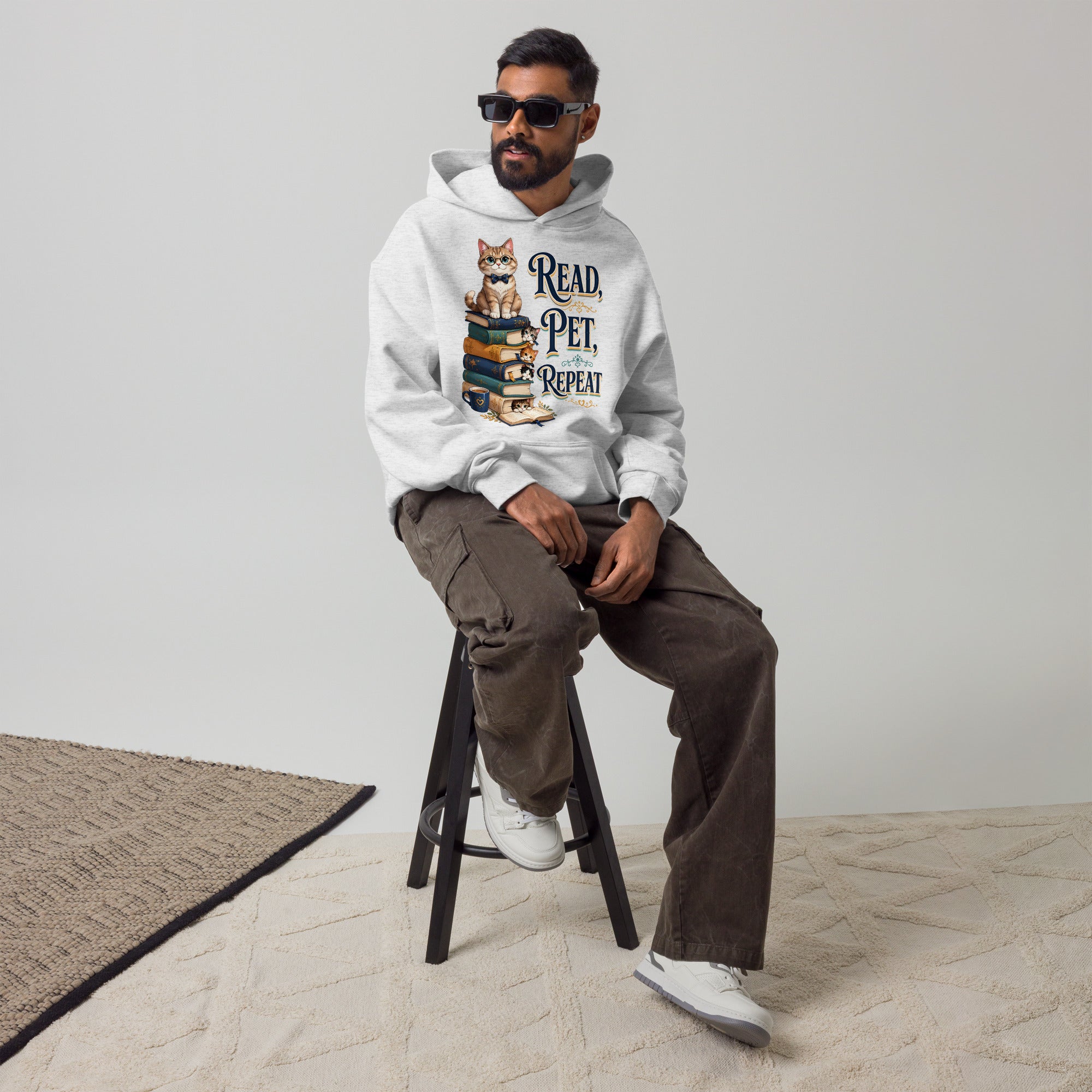 Elite Read Pet Repeat - Premium Luxury Oversized Hoodie for Cat Lovers by printfluence.net