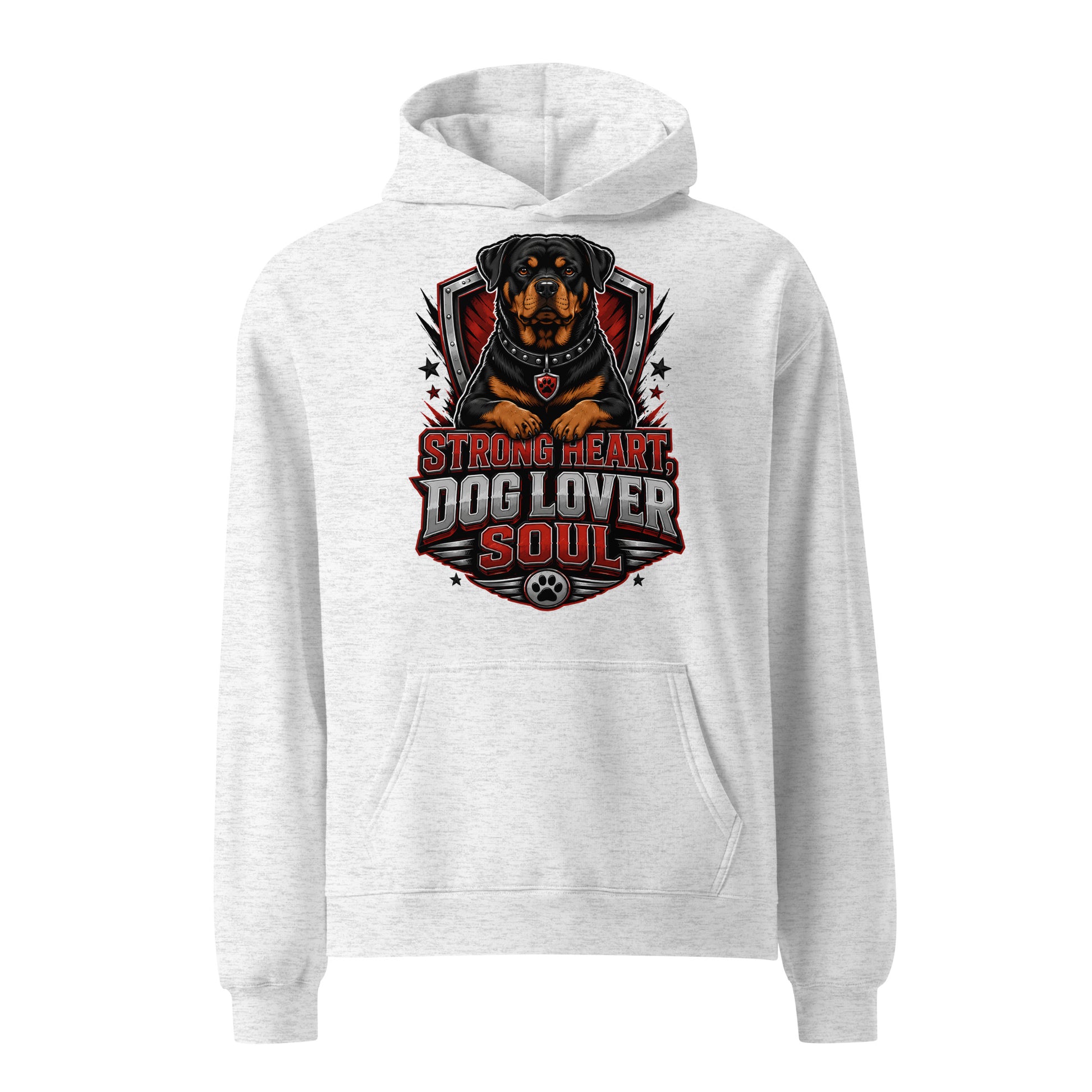 Rottweiler Graphic Oversized Hoodie - Strong Heart Dog Lover Soul Streetwear Pullover by printfluence.net