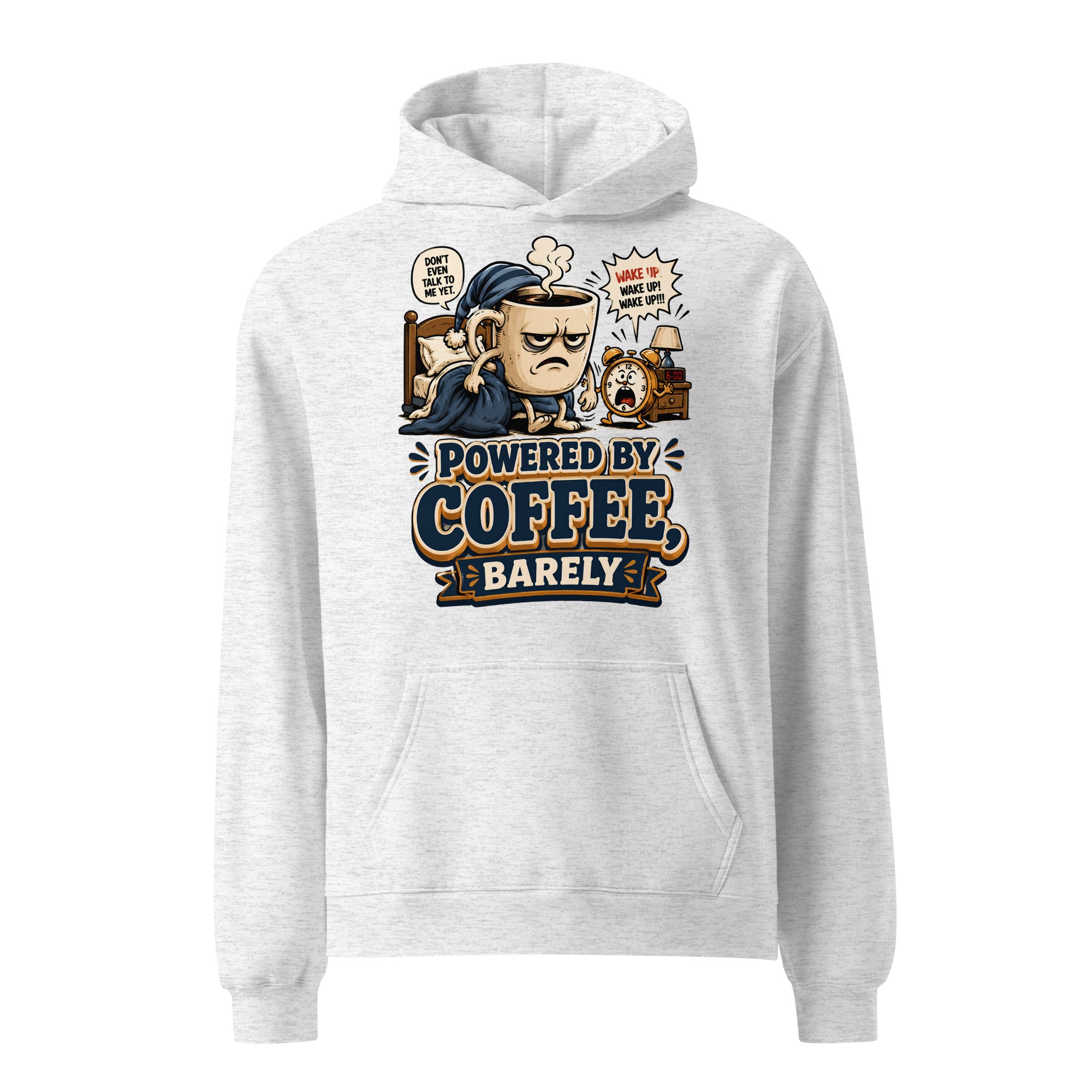 Coffee Lovers Unisex Oversized Hoodie - Powered By Coffee, Barely! by printfluence.net