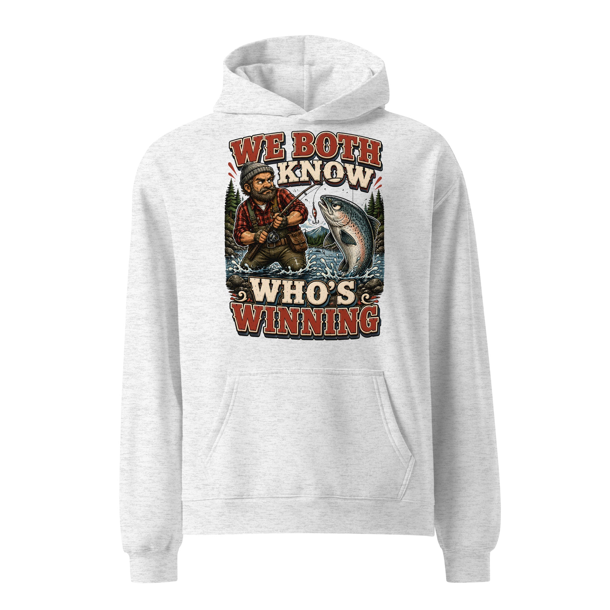 Who's Winning Fishing Oversized Hoodie - Premium Retro Bass Trout Fishing Lovers Pullover by printfluence.net