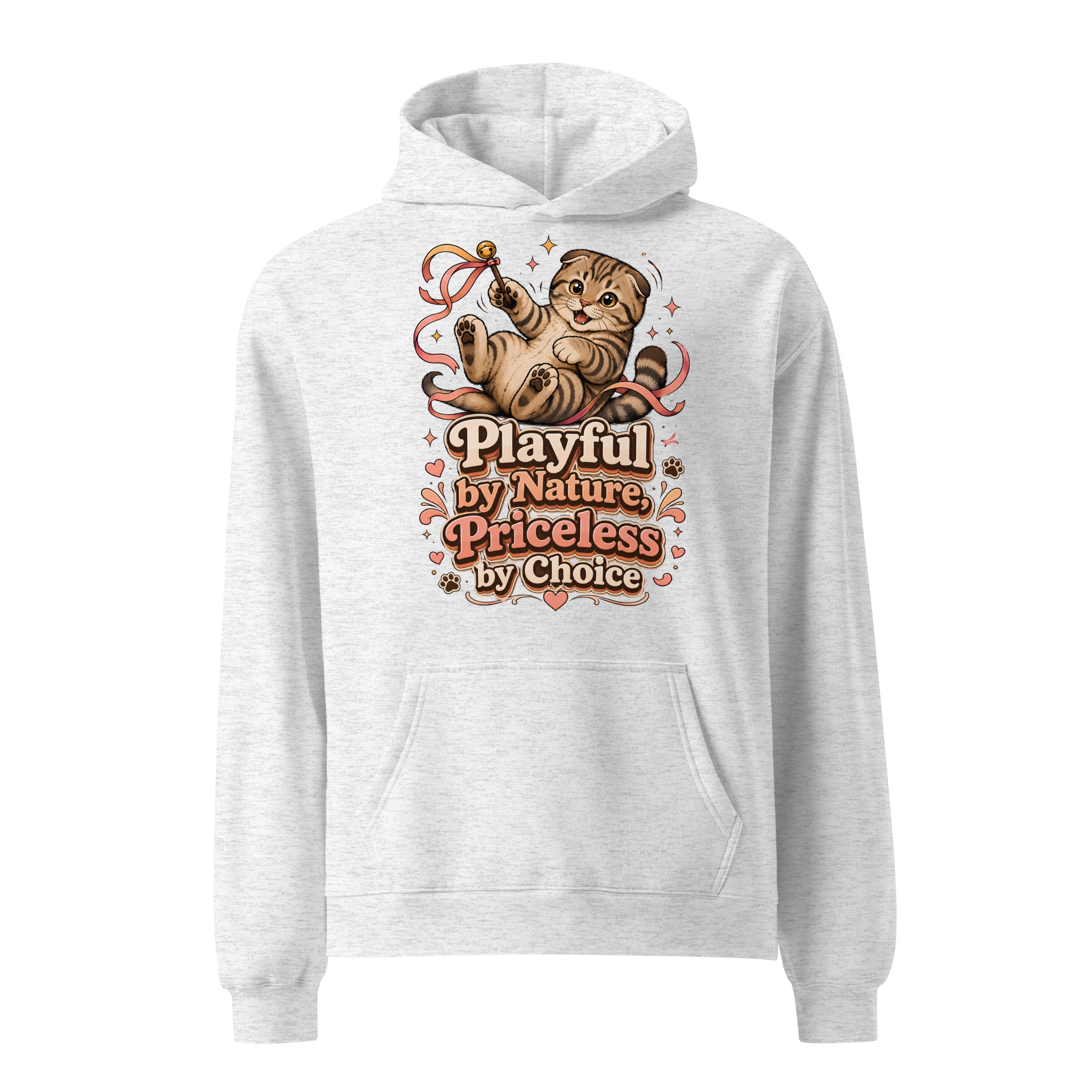 Cat Lovers Unisex Oversized Hoodie Playful by Nature, Priceless by Choice by printfluence.net