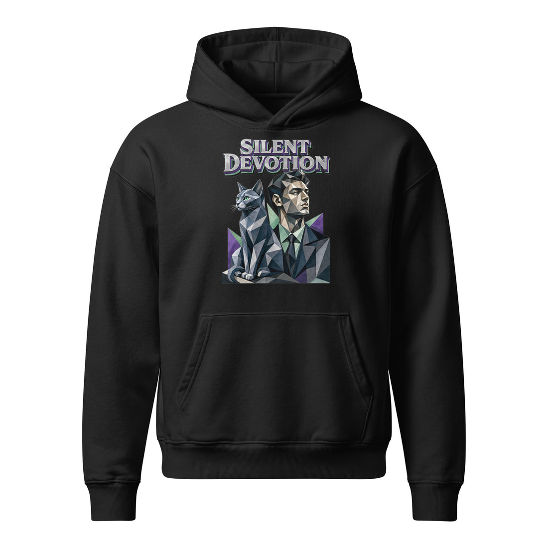 Cat Lovers Unisex Relaxed Mid-Weight Hooded Sweatshirt "Silent Devotion" by printfluence.net