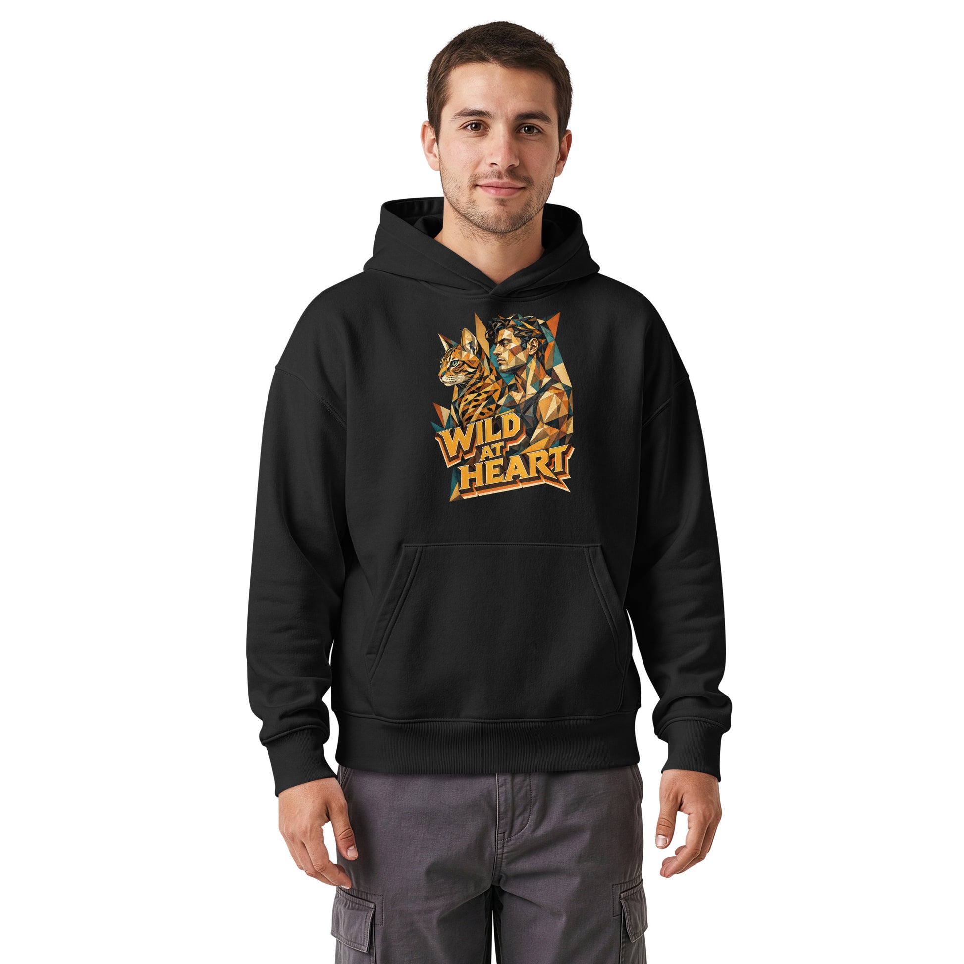 Cat Lovers Unisex Relaxed Mid-Weight Hooded Sweatshirt Wild at Heart by printfluence.net