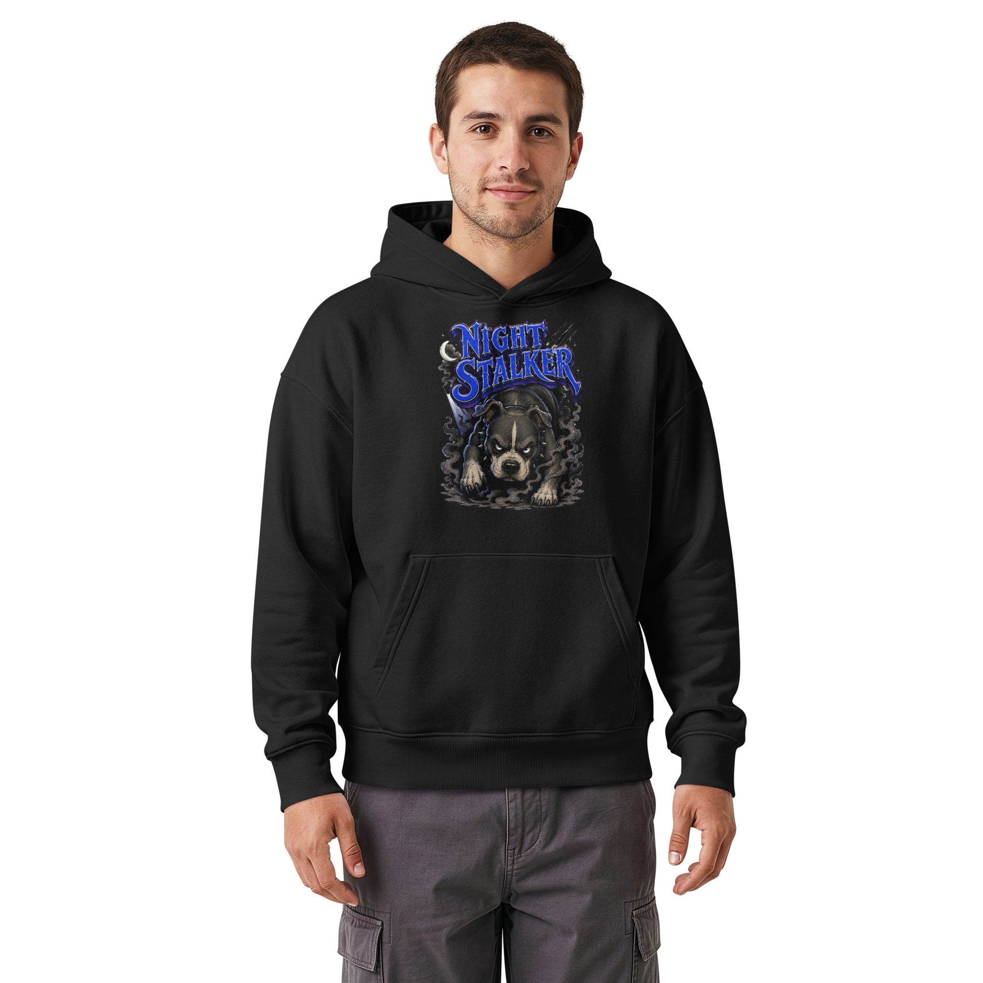 Pitbull Lovers | Unisex Relaxed Mid-Weight Hooded Sweatshirt - Night Stalker by printfluence.net