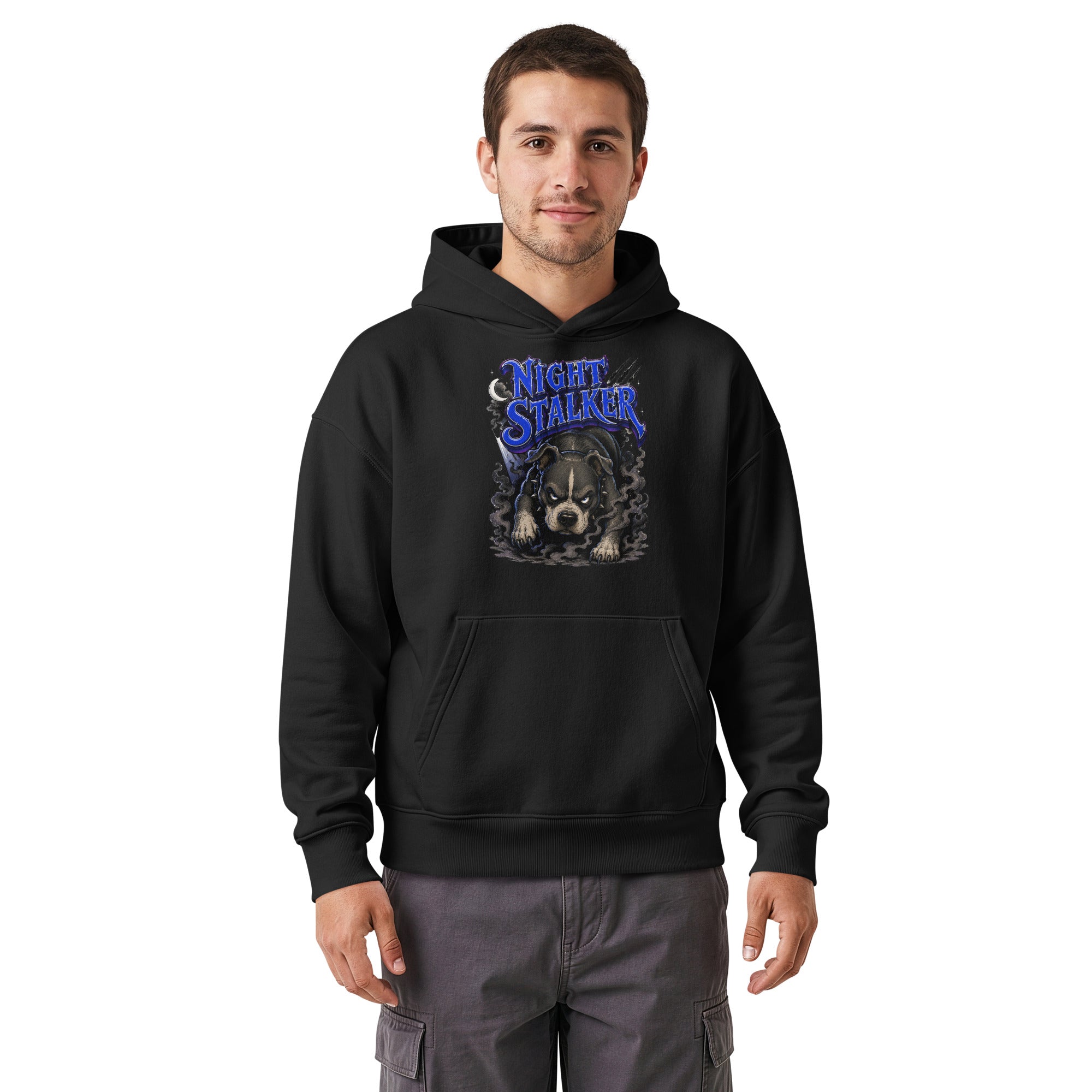 Pitbull Lovers | Unisex Relaxed Mid-Weight Hooded Sweatshirt - Night Stalker by printfluence.net