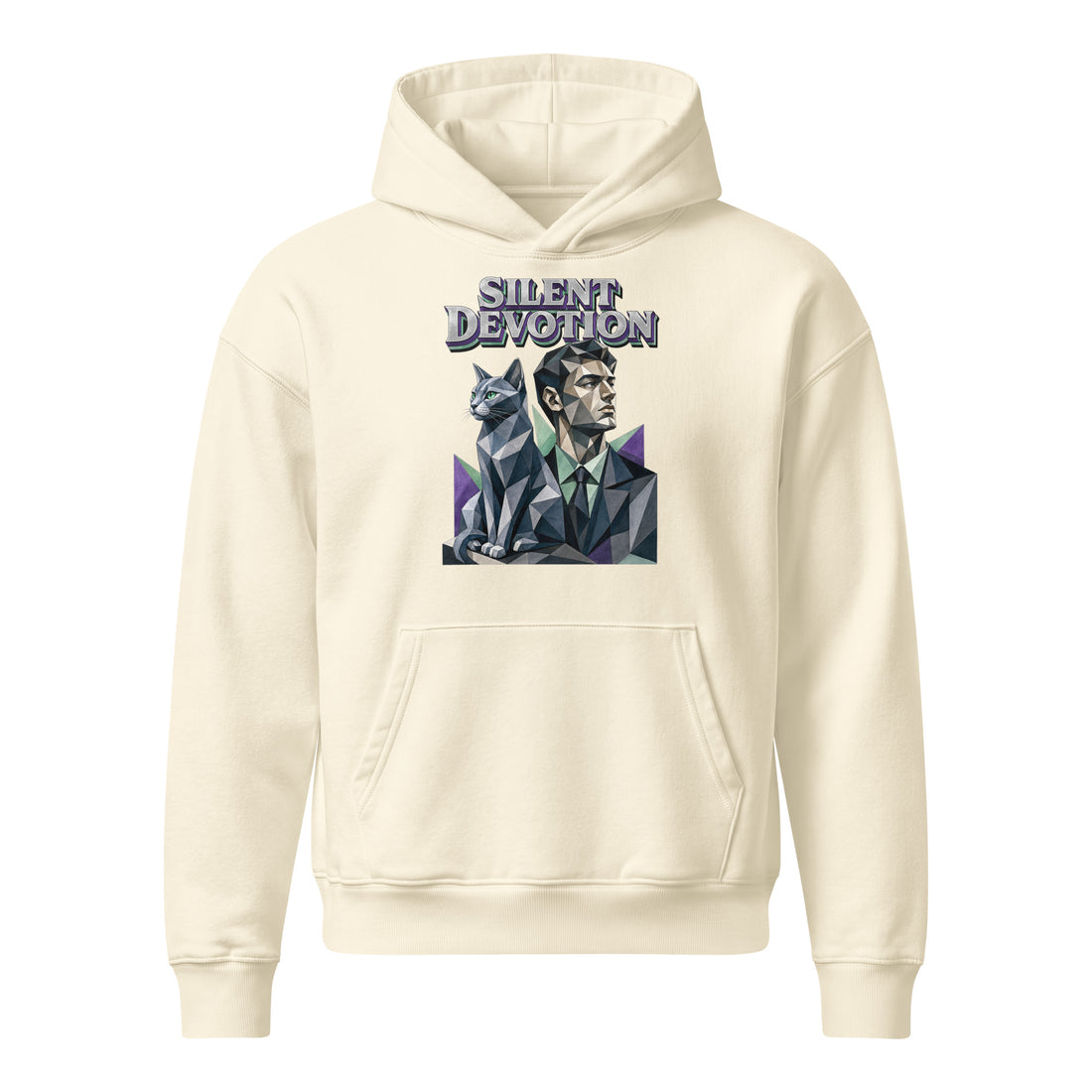 Cat Lovers Unisex Relaxed Mid-Weight Hooded Sweatshirt "Silent Devotion" by printfluence.net