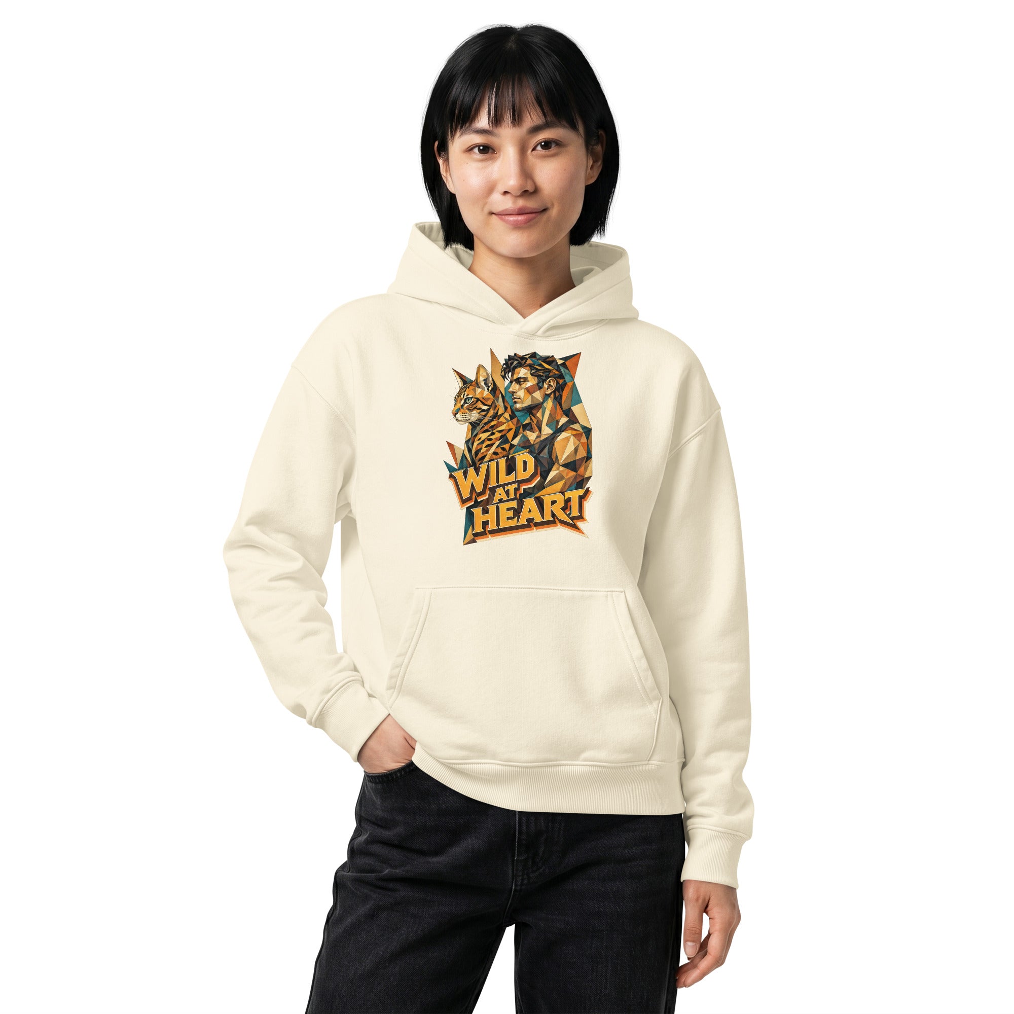 Cat Lovers Unisex Relaxed Mid-Weight Hooded Sweatshirt Wild at Heart by printfluence.net