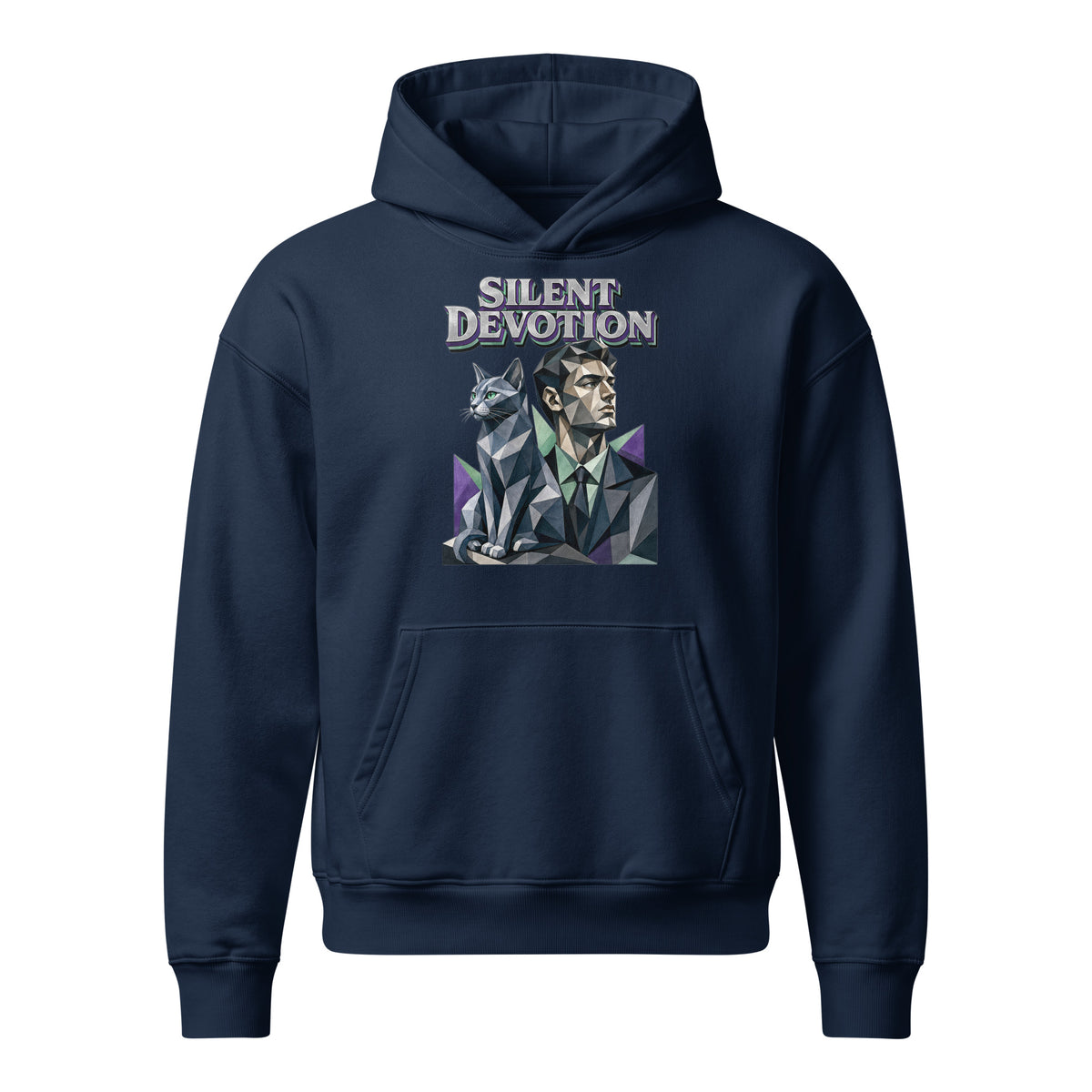 Cat Lovers Unisex Relaxed Mid-Weight Hooded Sweatshirt "Silent Devotion" by printfluence.net