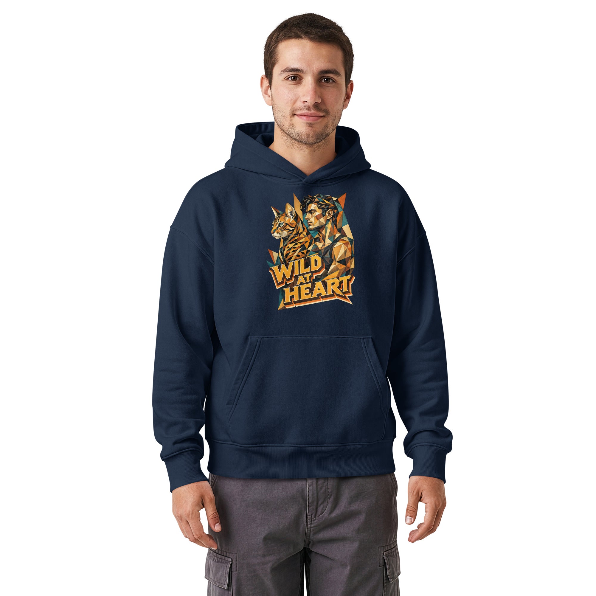 Cat Lovers Unisex Relaxed Mid-Weight Hooded Sweatshirt Wild at Heart by printfluence.net