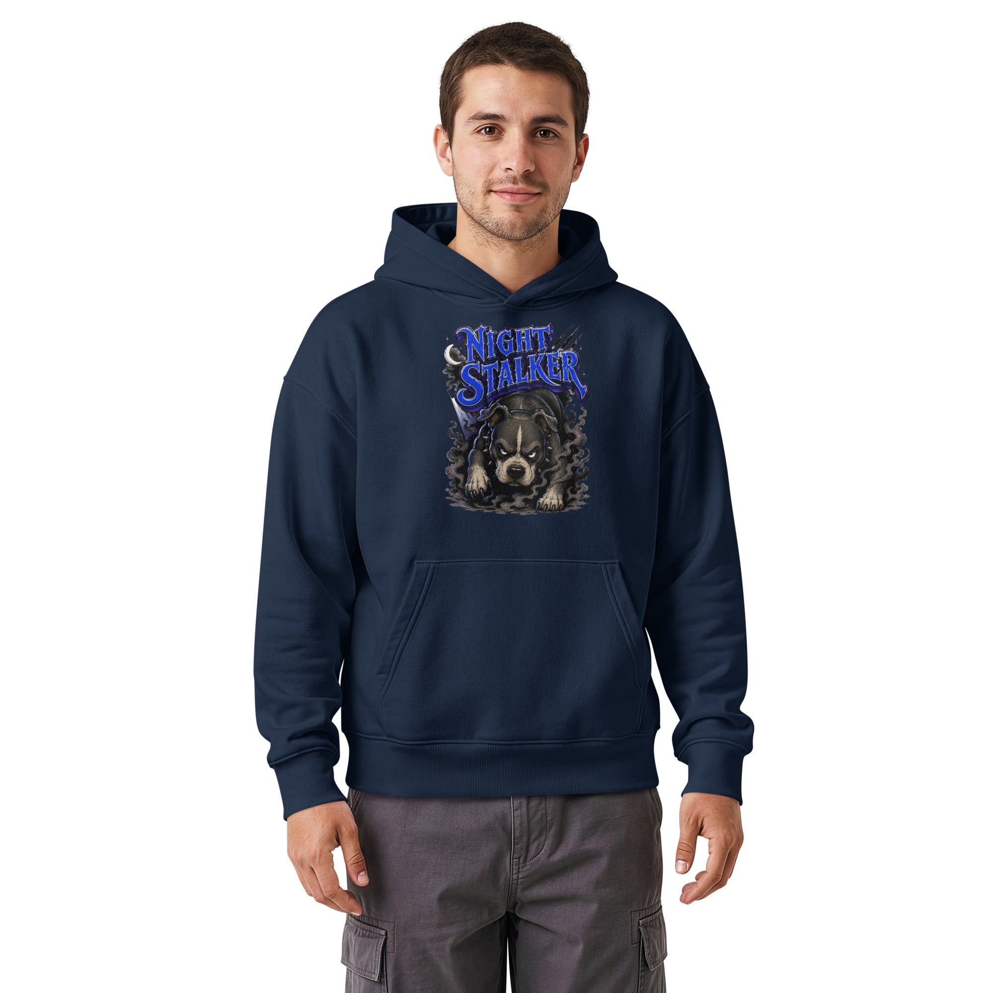 Pitbull Lovers | Unisex Relaxed Mid-Weight Hooded Sweatshirt - Night Stalker by printfluence.net