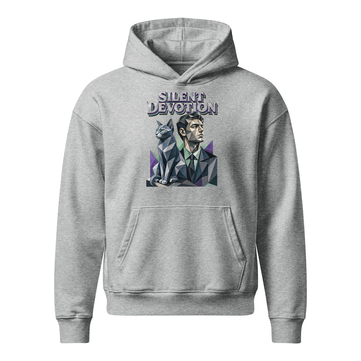 Cat Lovers Unisex Relaxed Mid-Weight Hooded Sweatshirt "Silent Devotion" by printfluence.net