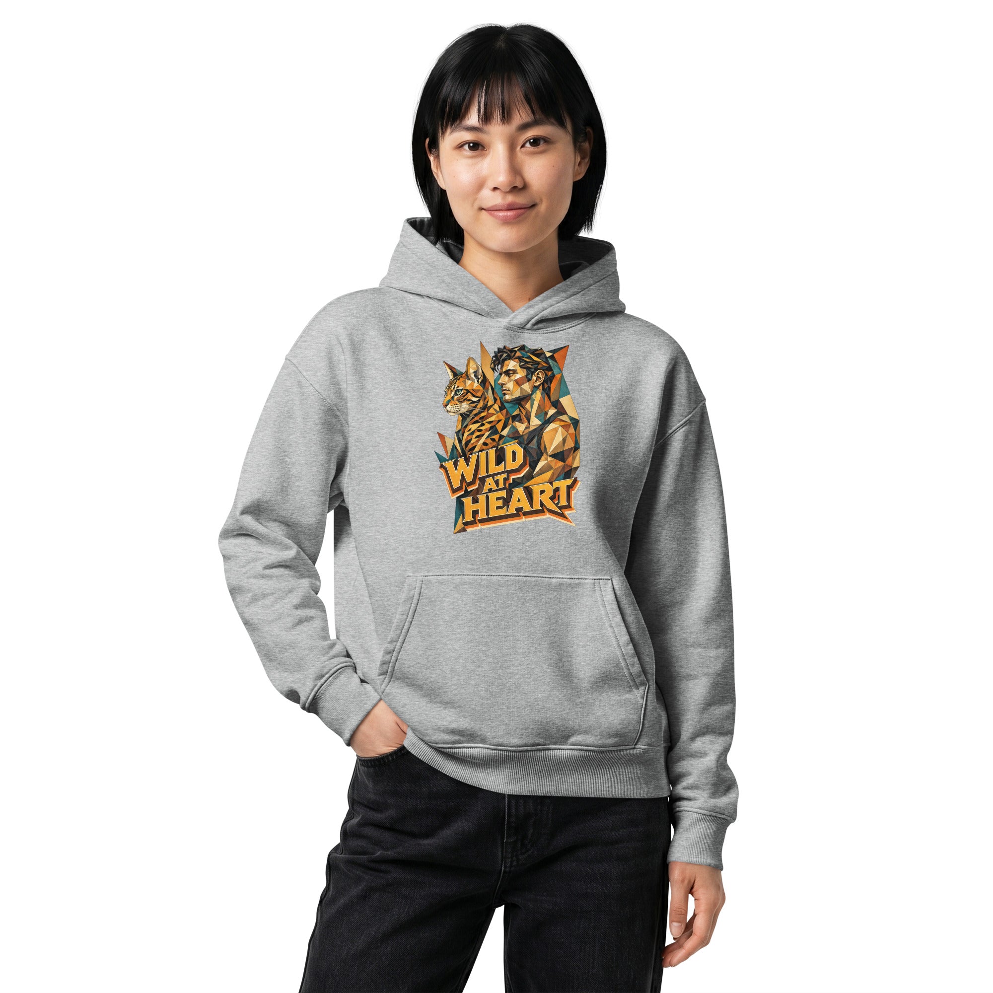 Cat Lovers Unisex Relaxed Mid-Weight Hooded Sweatshirt Wild at Heart by printfluence.net
