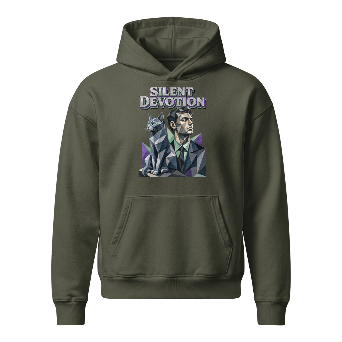 Cat Lovers Unisex Relaxed Mid-Weight Hooded Sweatshirt "Silent Devotion" by printfluence.net