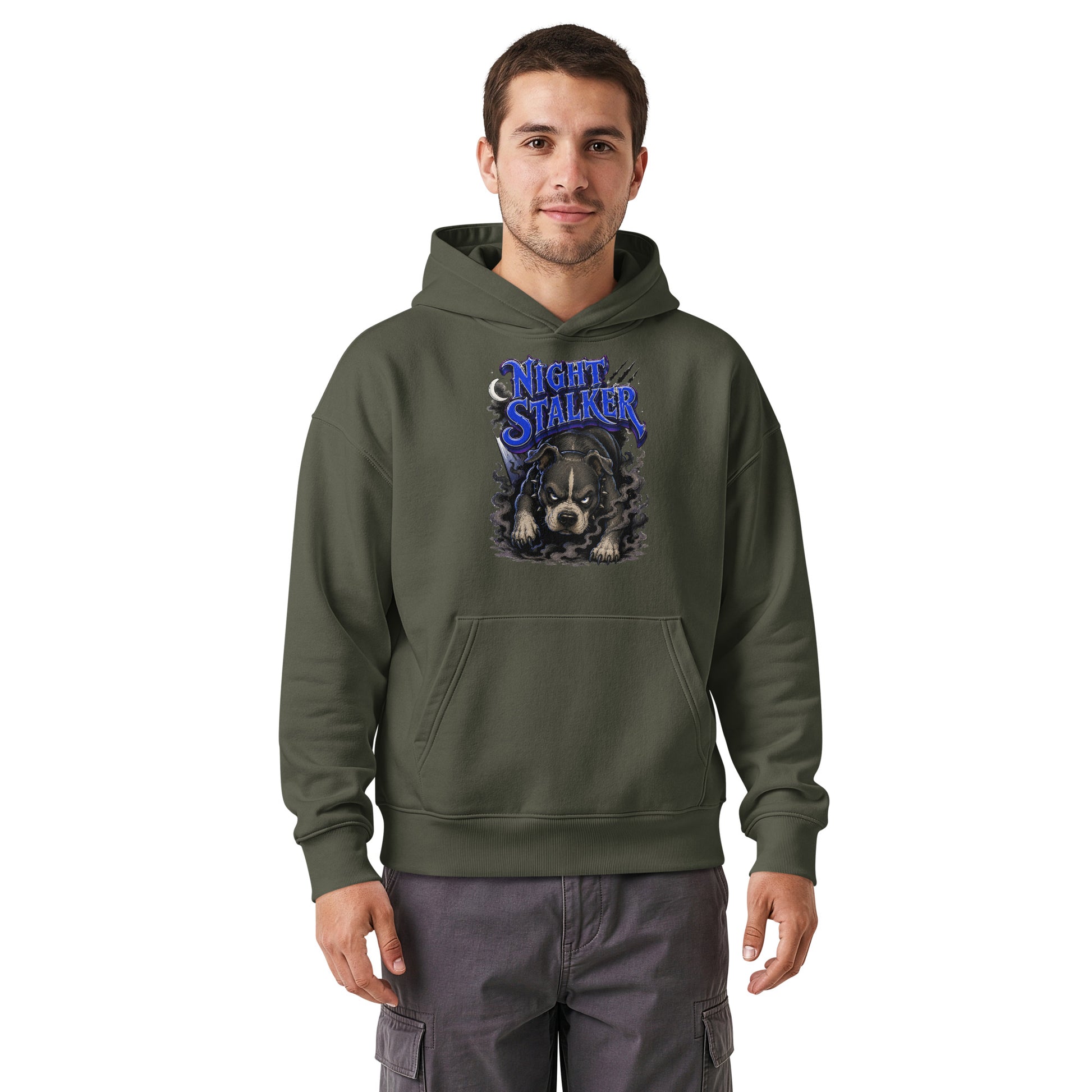Pitbull Lovers | Unisex Relaxed Mid-Weight Hooded Sweatshirt - Night Stalker by printfluence.net
