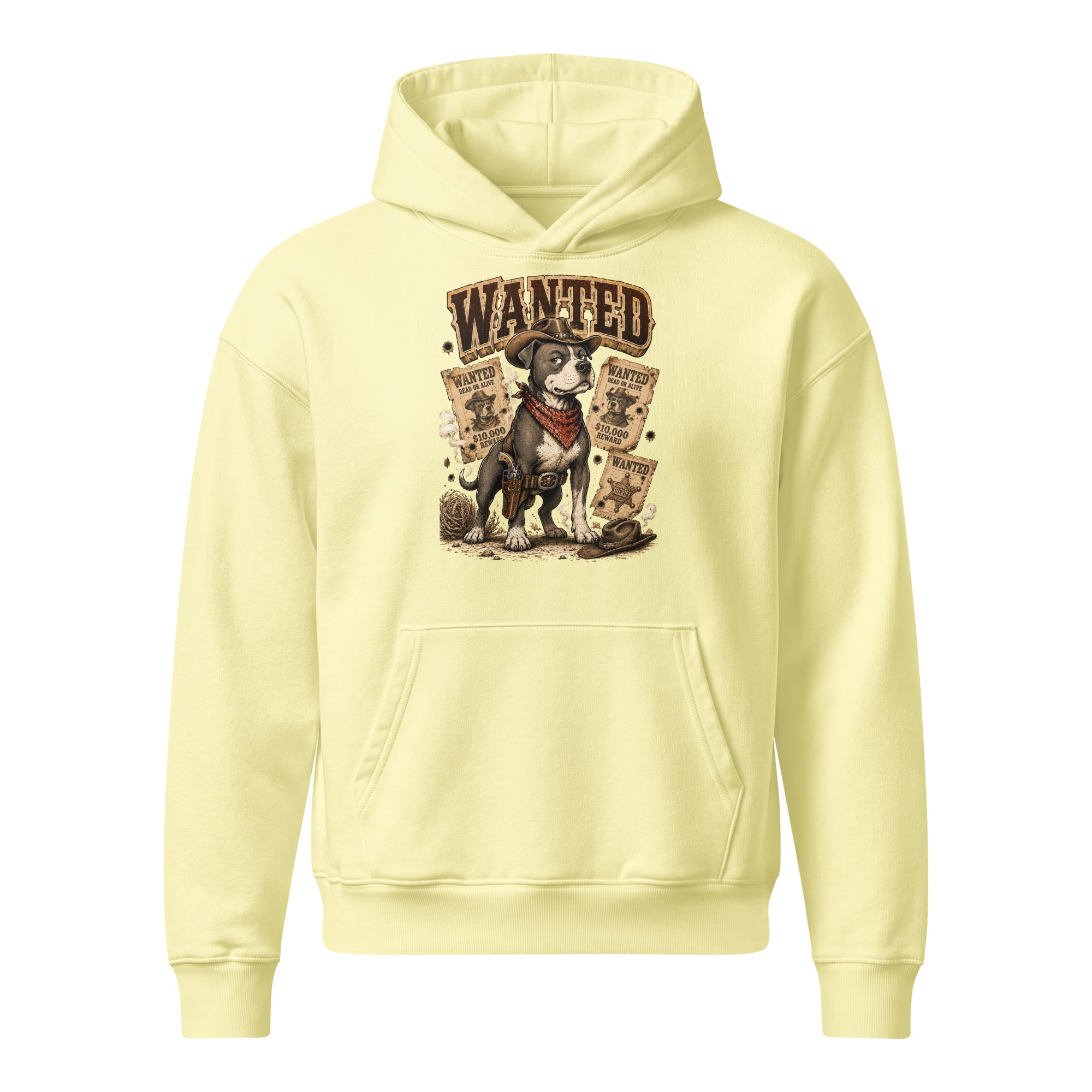 Pitbull Lovers | Unisex Relaxed Mid-Weight Hooded Sweatshirt - Wanted Outlaw Bounty Dog by printfluence.net