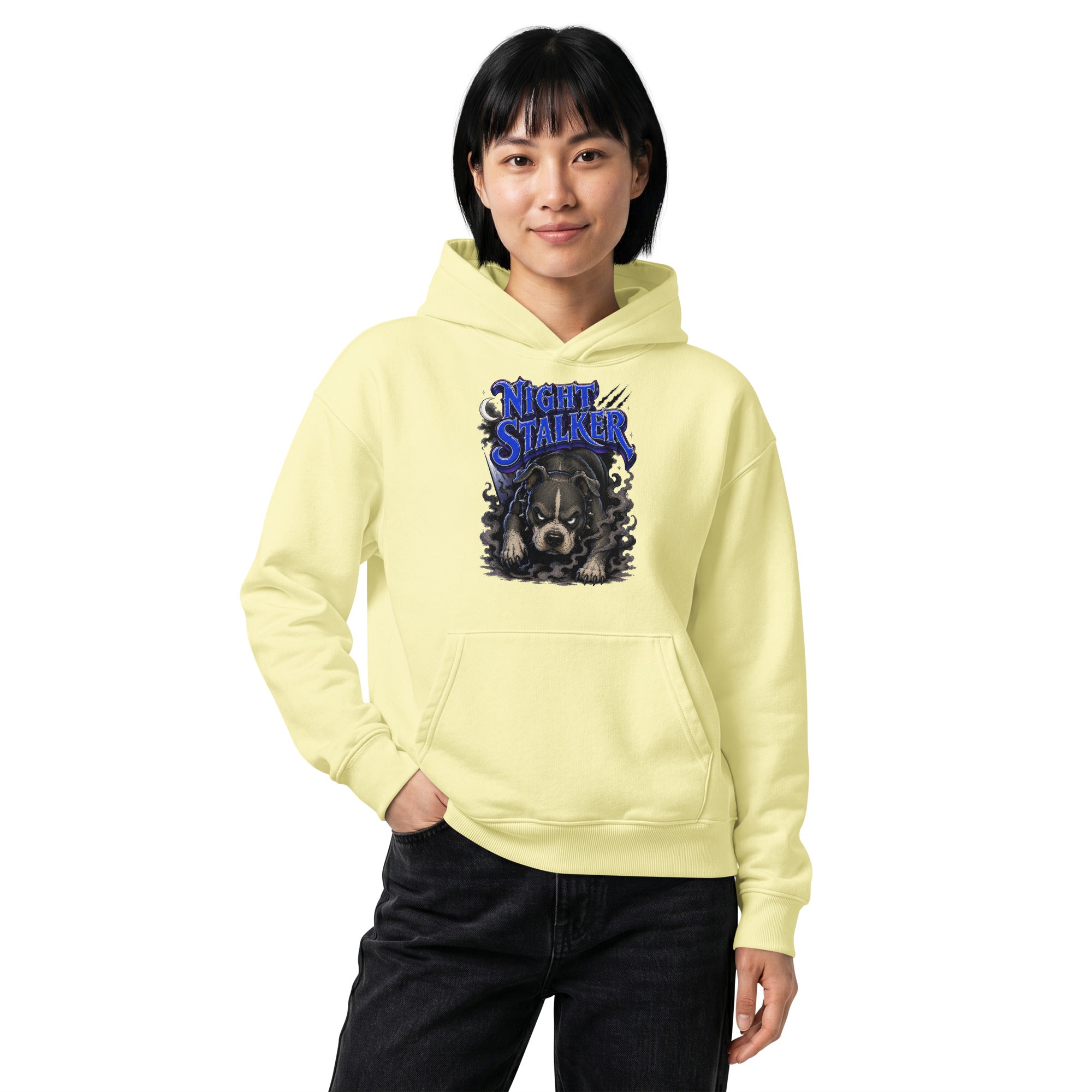 Pitbull Lovers | Unisex Relaxed Mid-Weight Hooded Sweatshirt - Night Stalker by printfluence.net