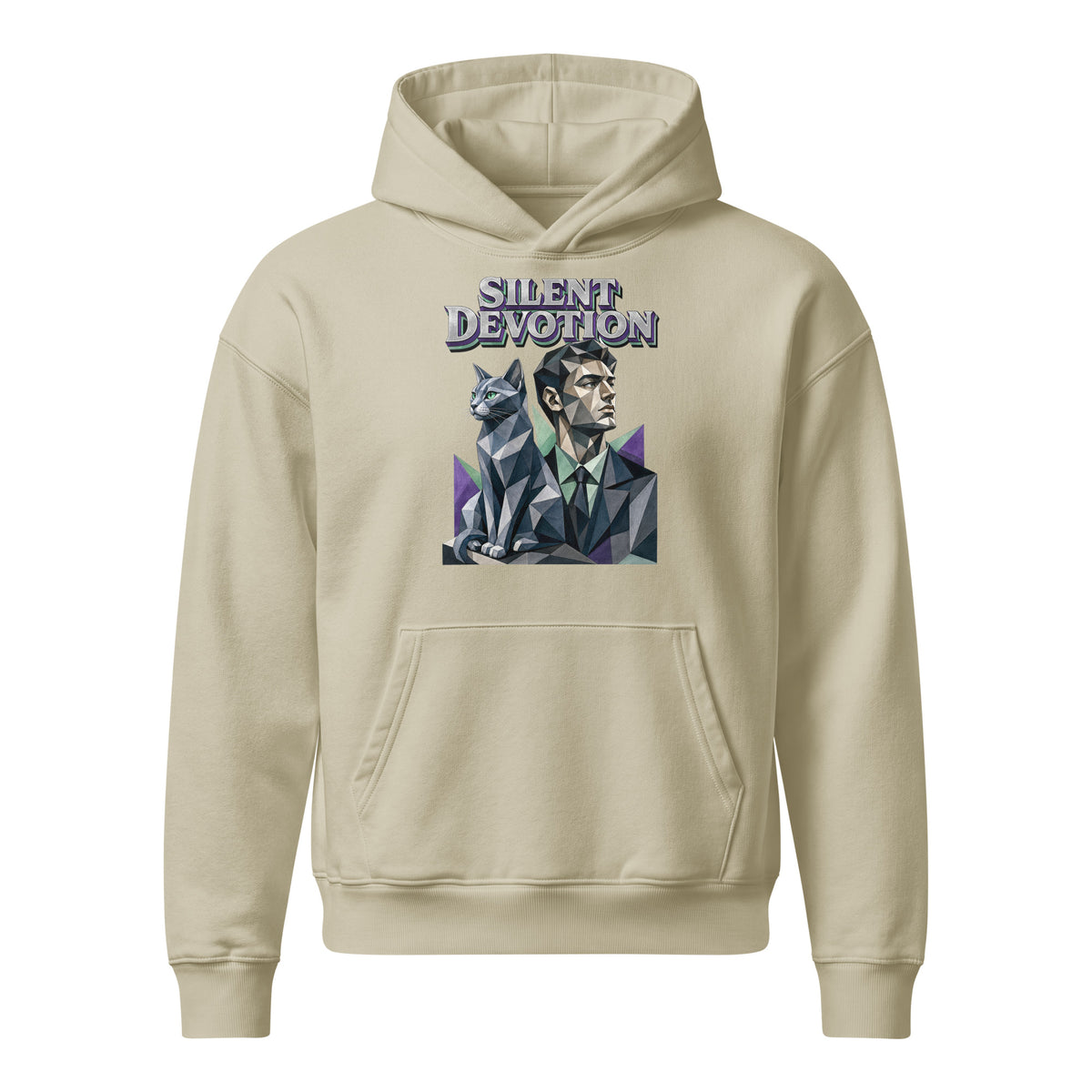 Cat Lovers Unisex Relaxed Mid-Weight Hooded Sweatshirt "Silent Devotion" by printfluence.net