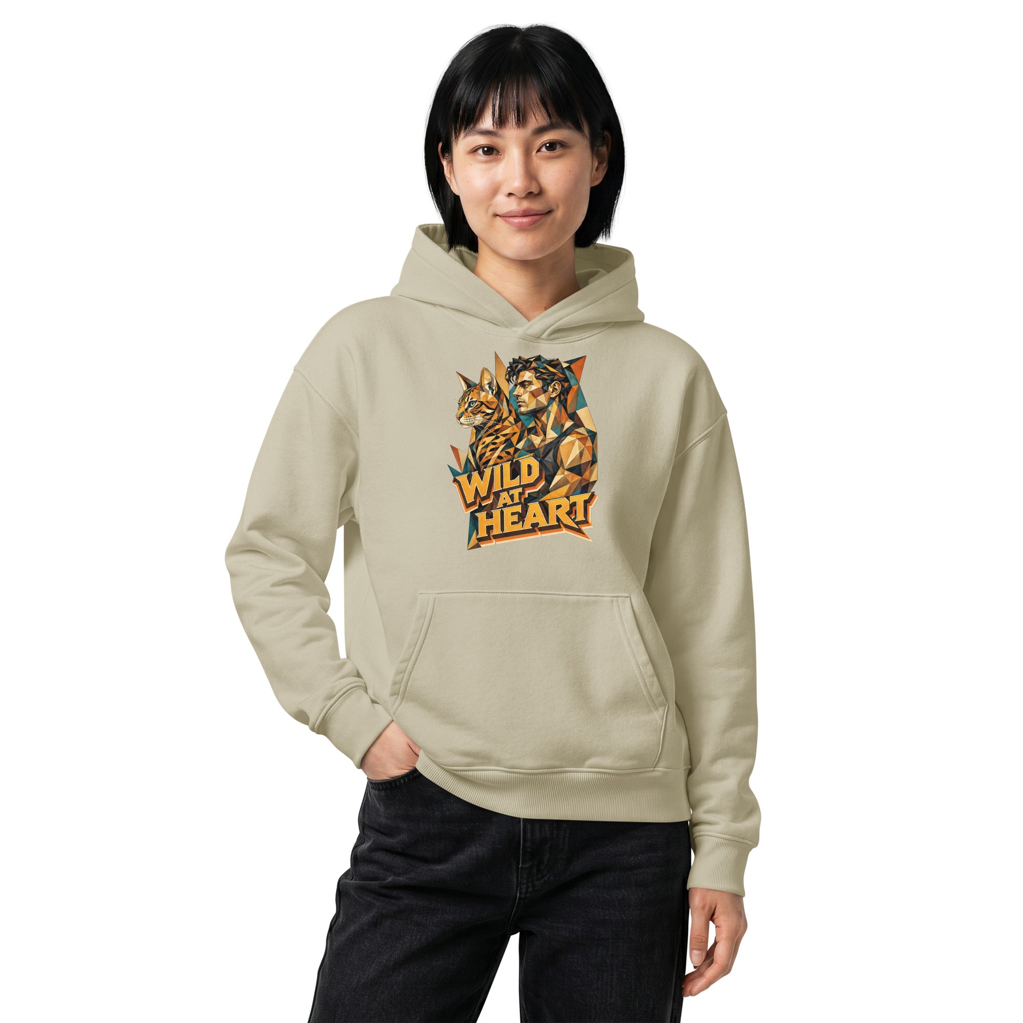 Cat Lovers Unisex Relaxed Mid-Weight Hooded Sweatshirt Wild at Heart by printfluence.net