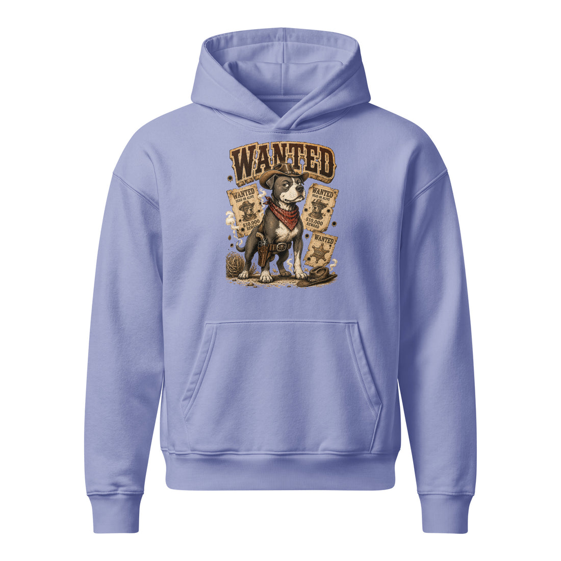 Pitbull Lovers | Unisex Relaxed Mid-Weight Hooded Sweatshirt - Wanted Outlaw Bounty Dog by printfluence.net