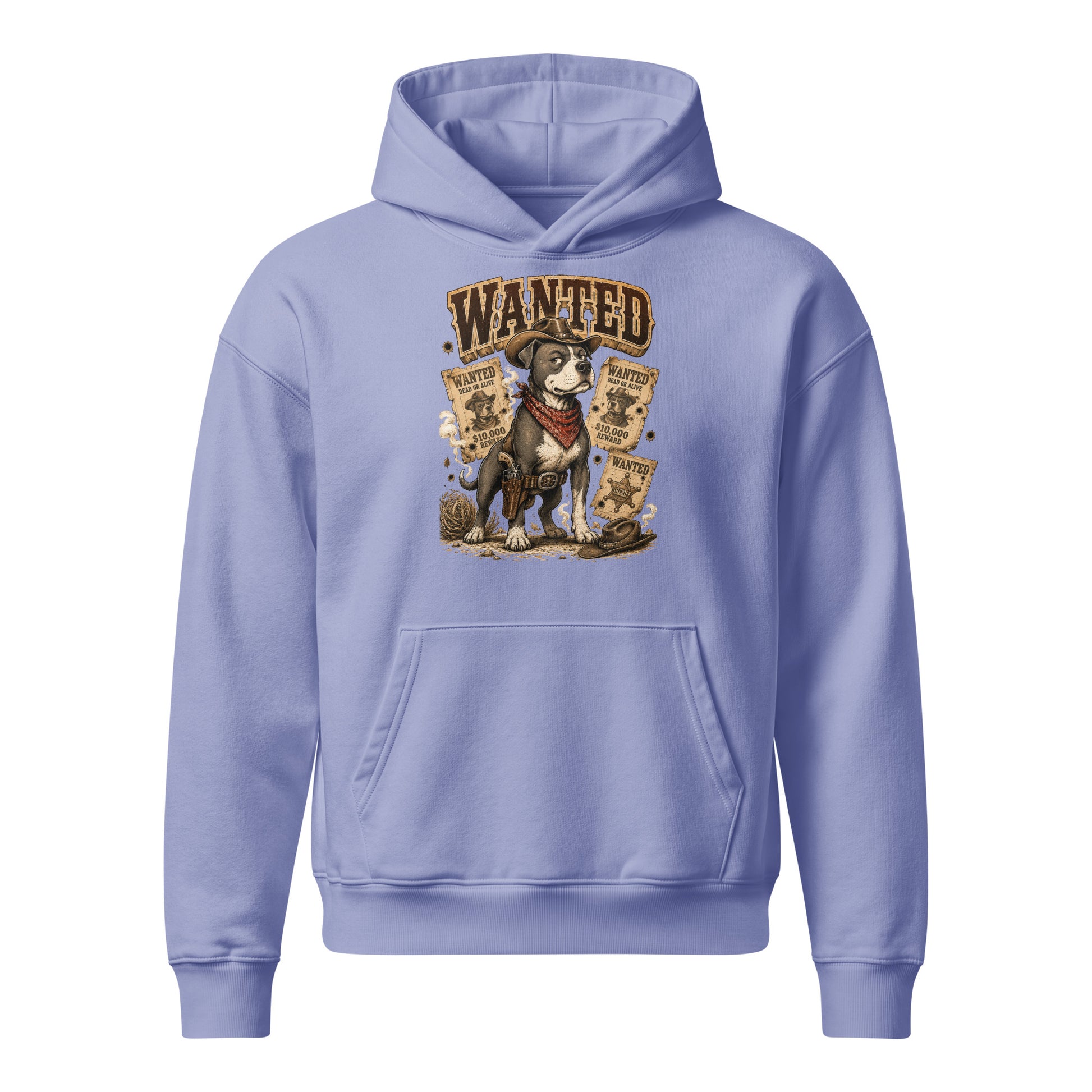 Pitbull Lovers | Unisex Relaxed Mid-Weight Hooded Sweatshirt - Wanted Outlaw Bounty Dog by printfluence.net