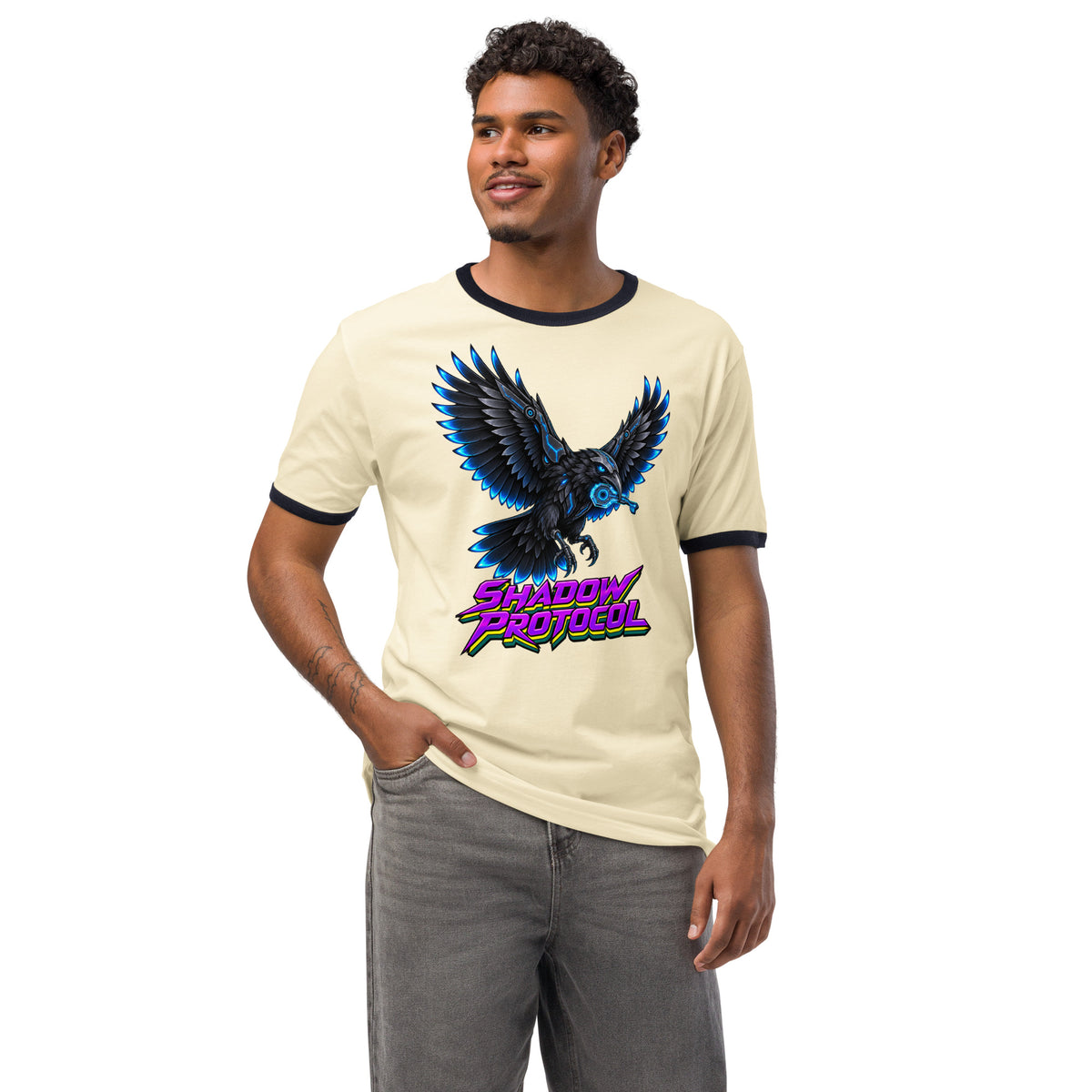 Cyberpunk Animals Lovers | Unisex Ringer T-Shirt — SHADOW PROTOCOL by printfluence