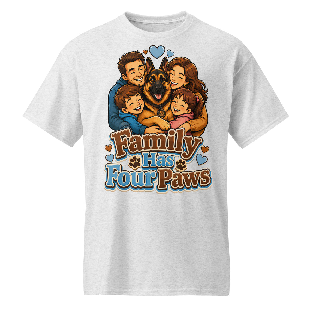 German Shepherd Family Has Four Paws DryBlend T-Shirt by printfluence.net