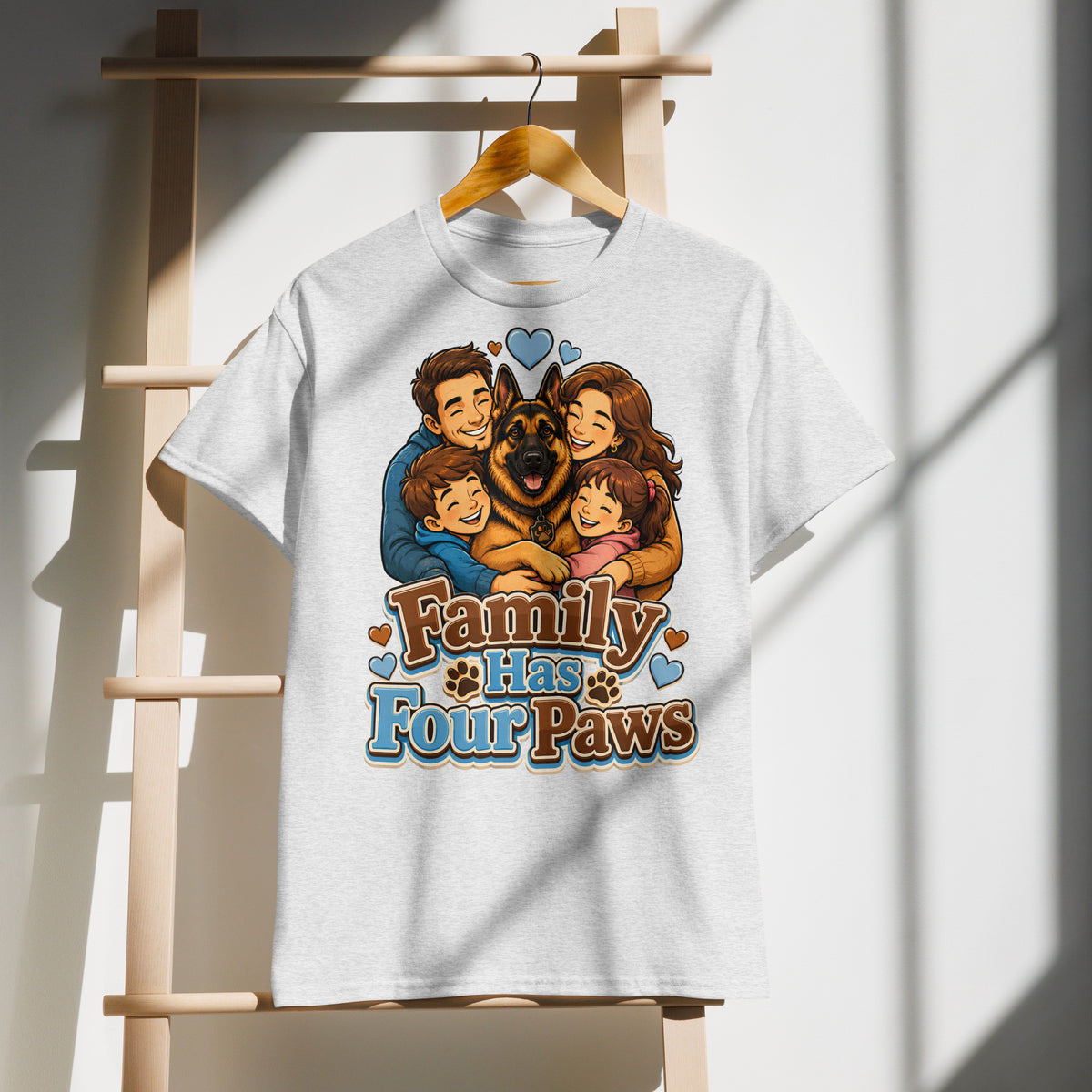 German Shepherd Family Has Four Paws DryBlend T-Shirt by printfluence.net