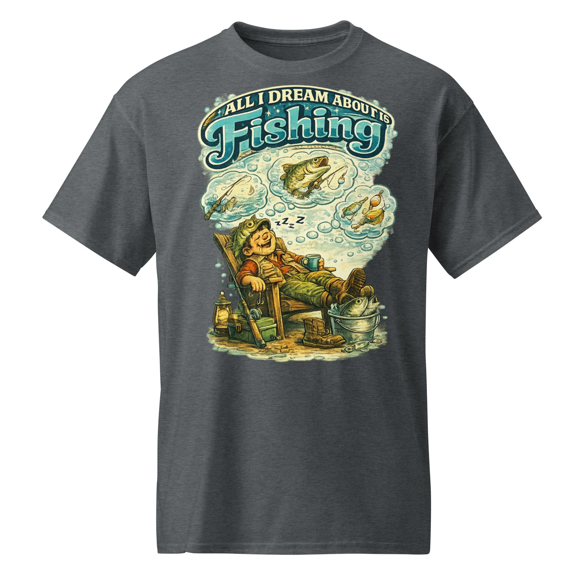 All I Dream About Is Fishing DryBlend® T-Shirt | Funny Angler Gift by printfluence.net