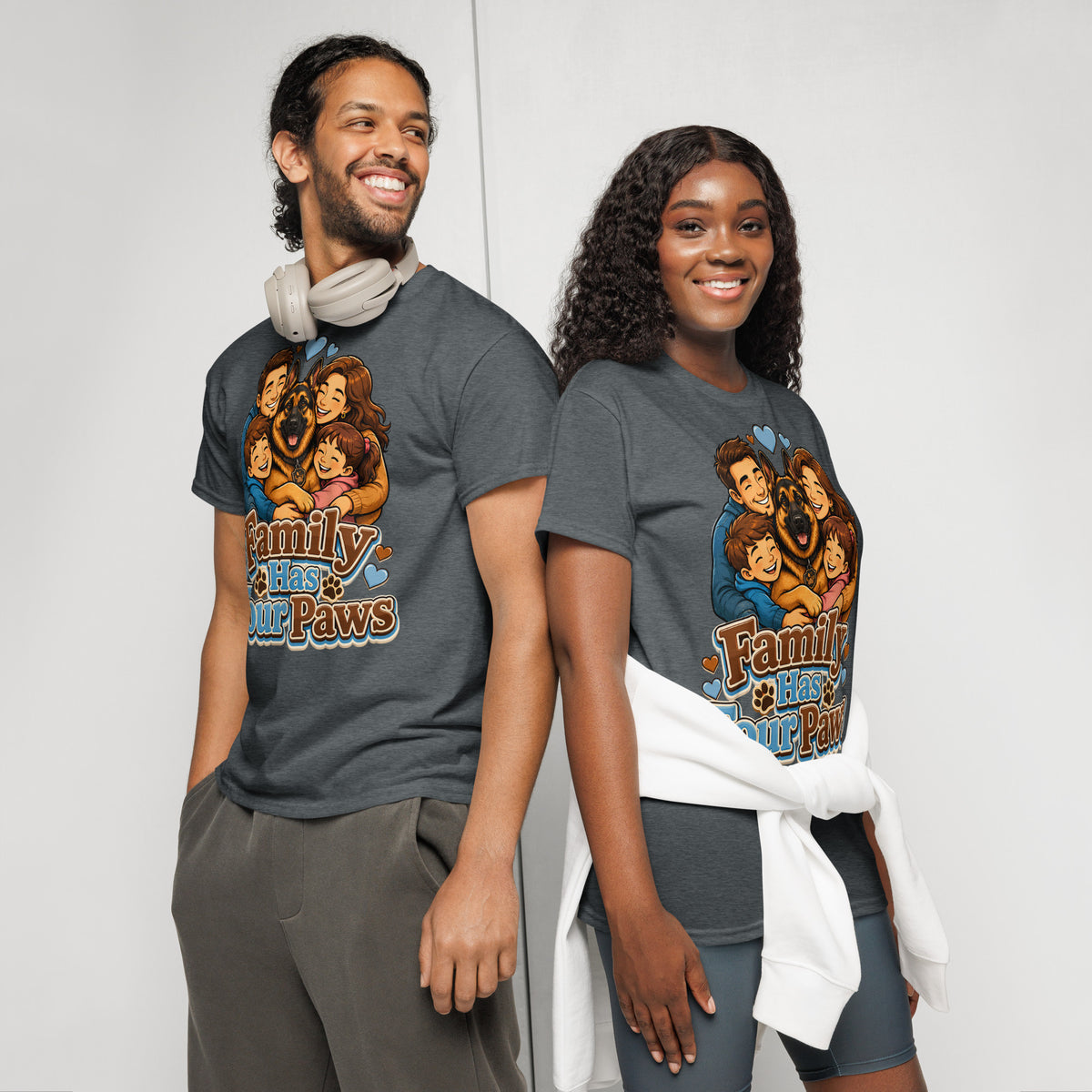 German Shepherd Family Has Four Paws DryBlend T-Shirt by printfluence.net