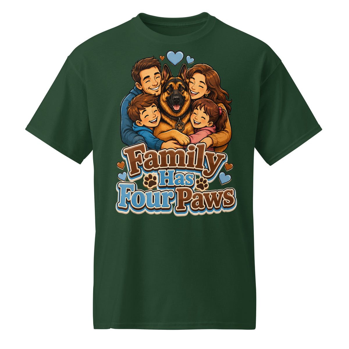 German Shepherd Family Has Four Paws DryBlend T-Shirt by printfluence.net