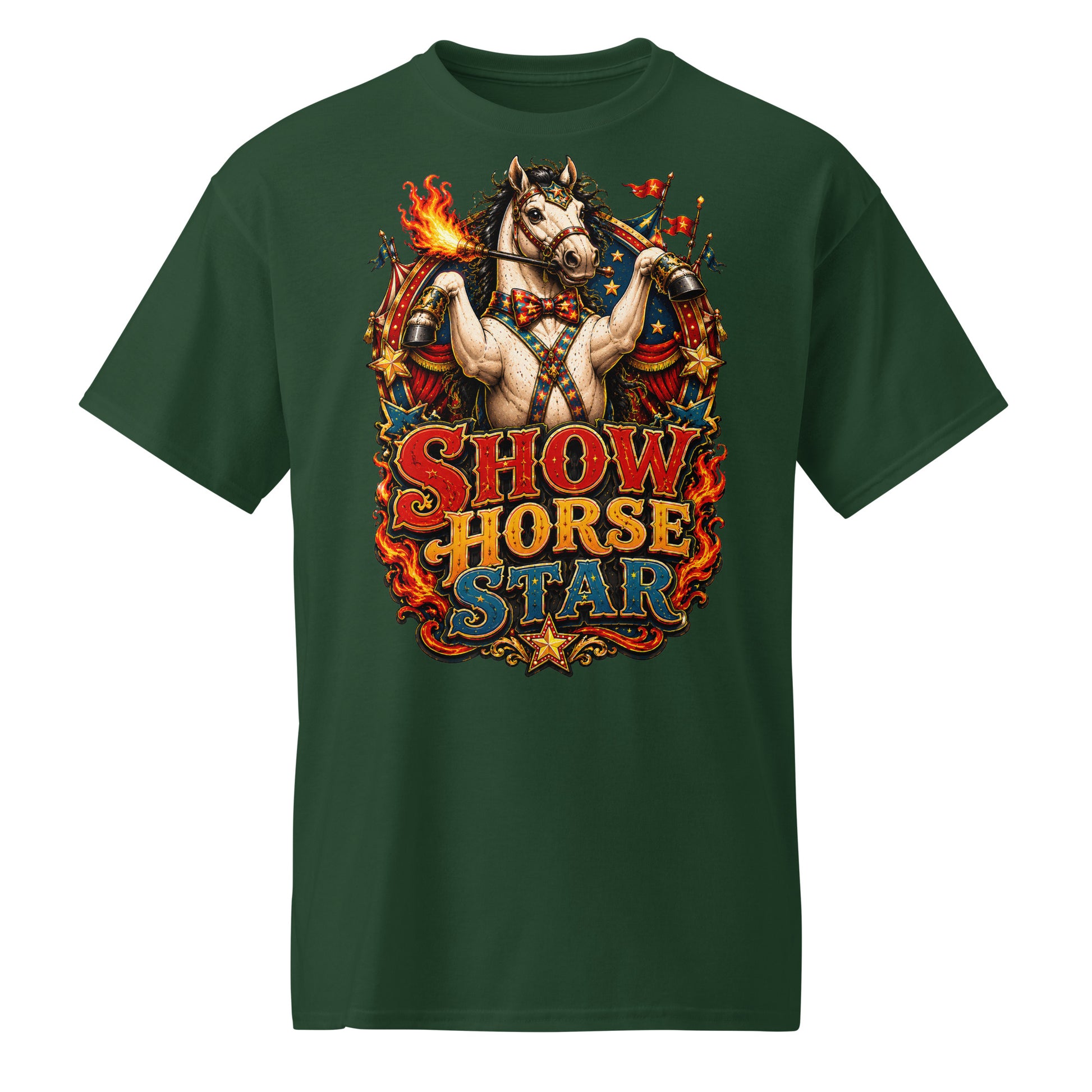 Show Horse Star Circus T-Shirt | DryBlend Moisture Wicking Tee by printfluence.net