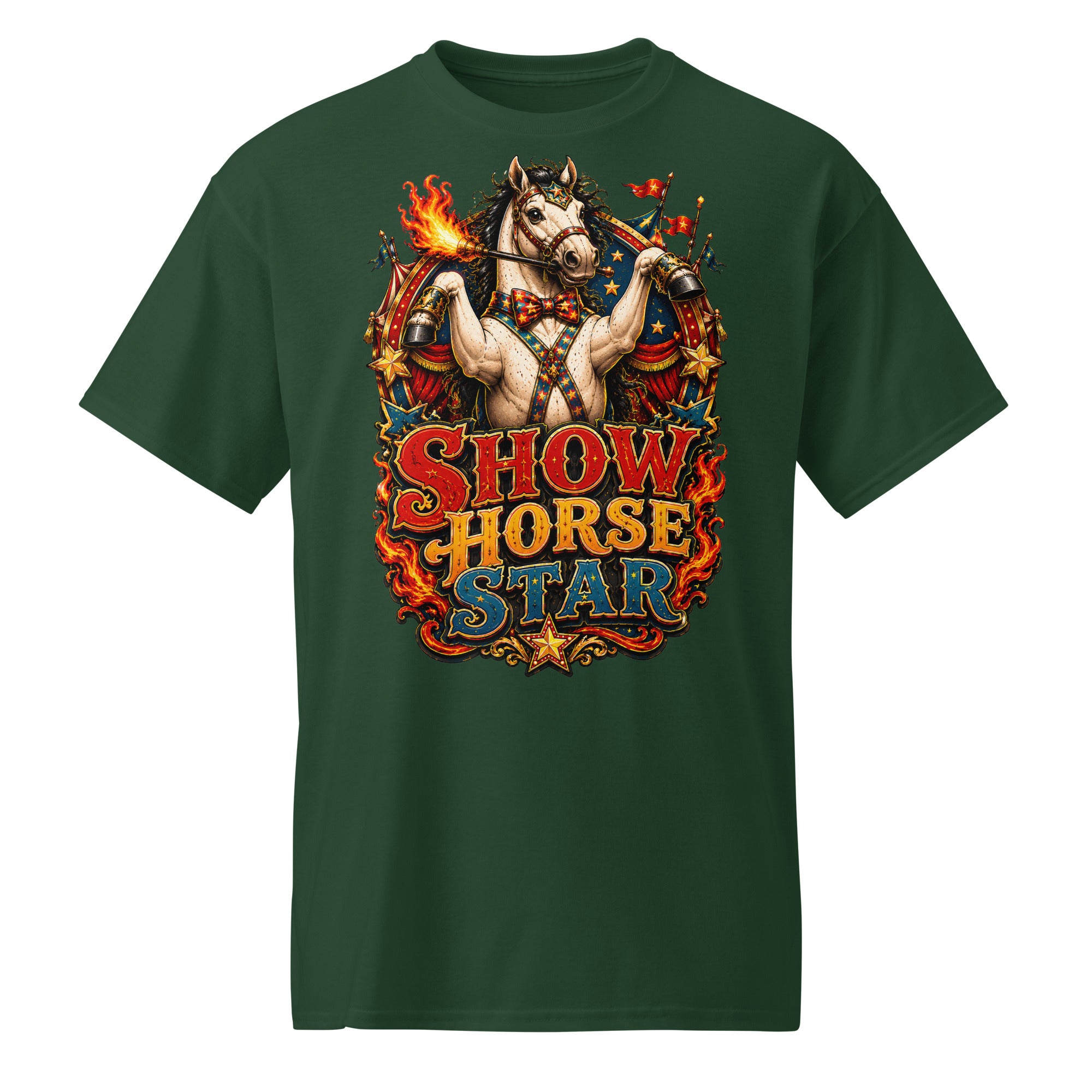 Show Horse Star Circus T-Shirt | DryBlend Moisture Wicking Tee by printfluence.net