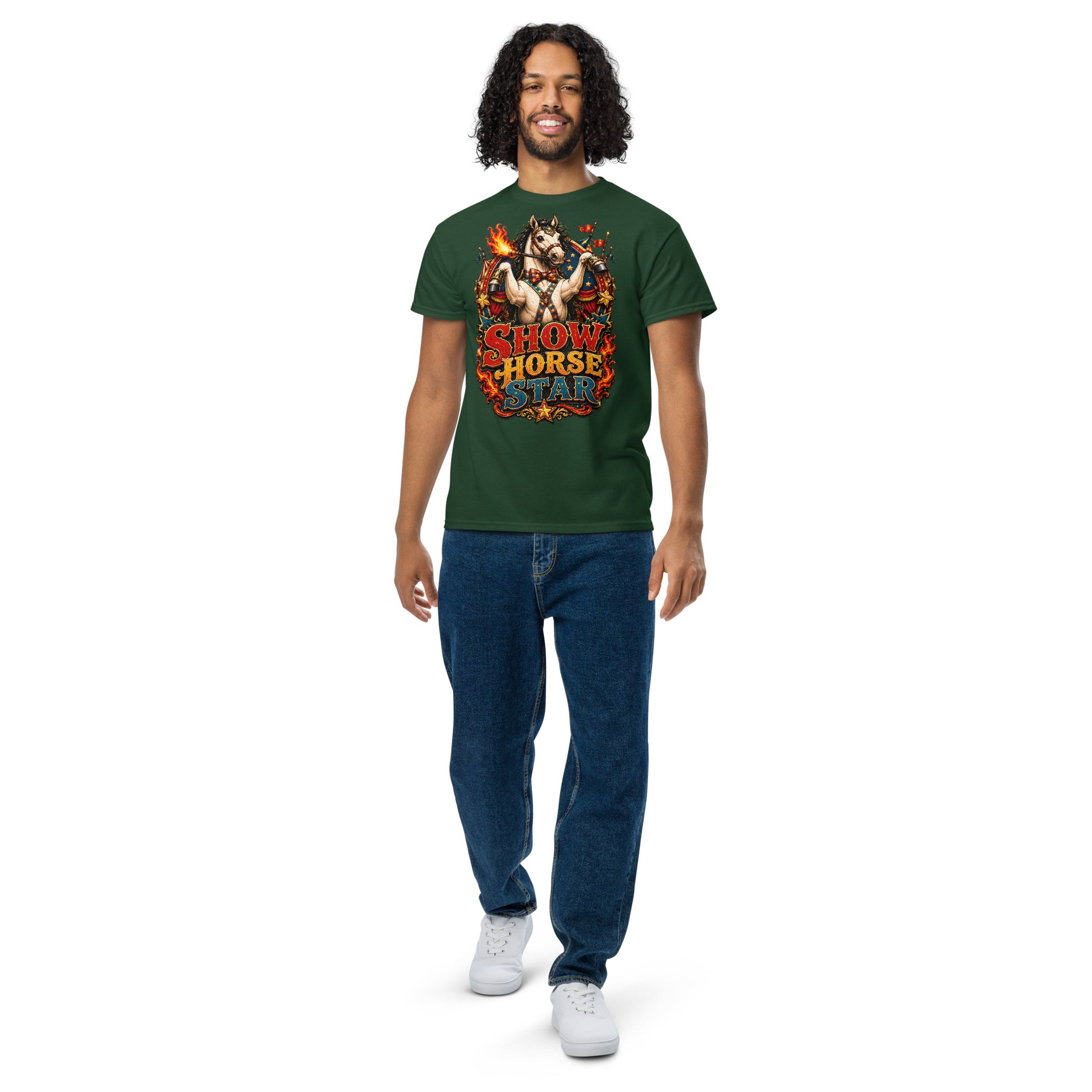 Show Horse Star Circus T-Shirt | DryBlend Moisture Wicking Tee by printfluence.net
