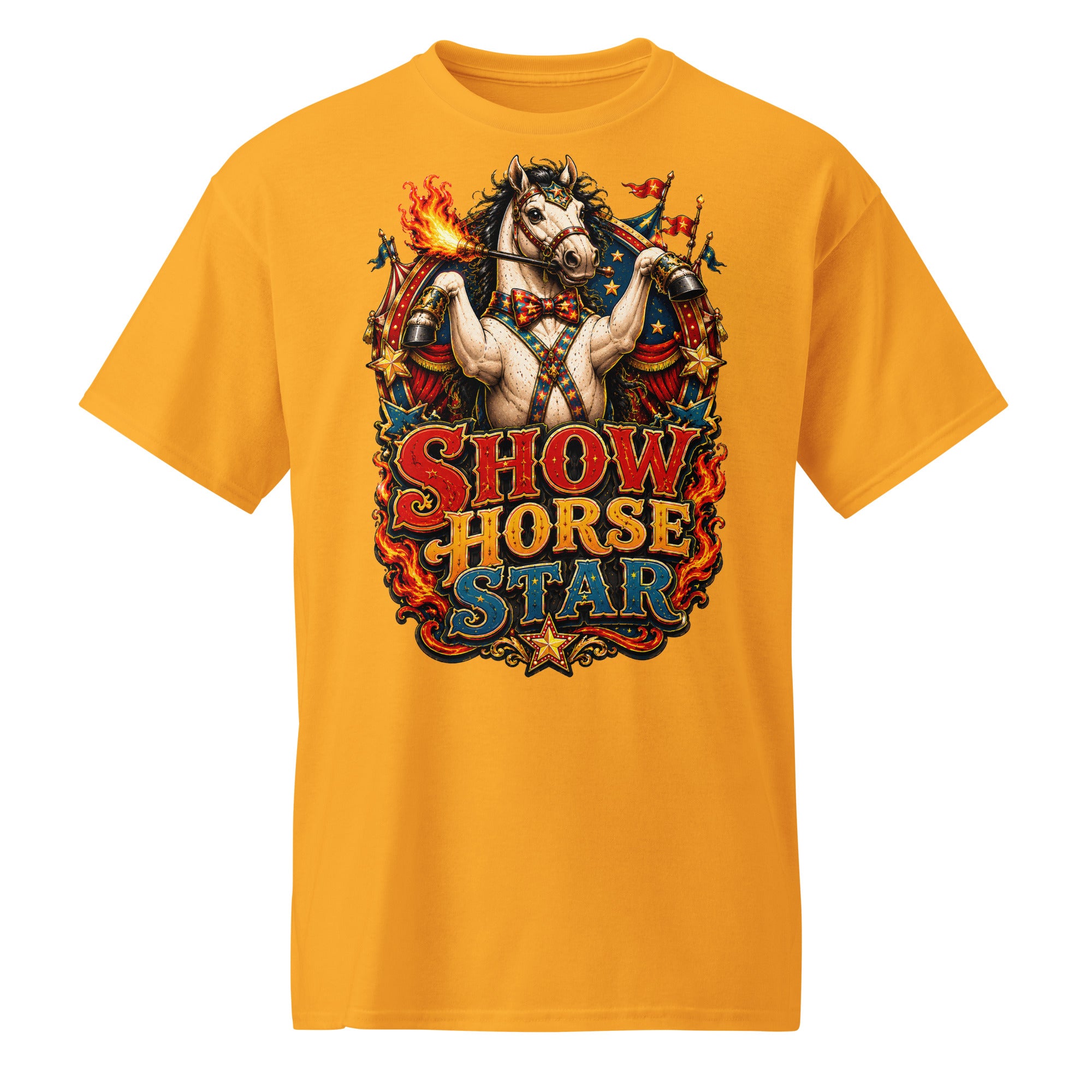 Show Horse Star Circus T-Shirt | DryBlend Moisture Wicking Tee by printfluence.net