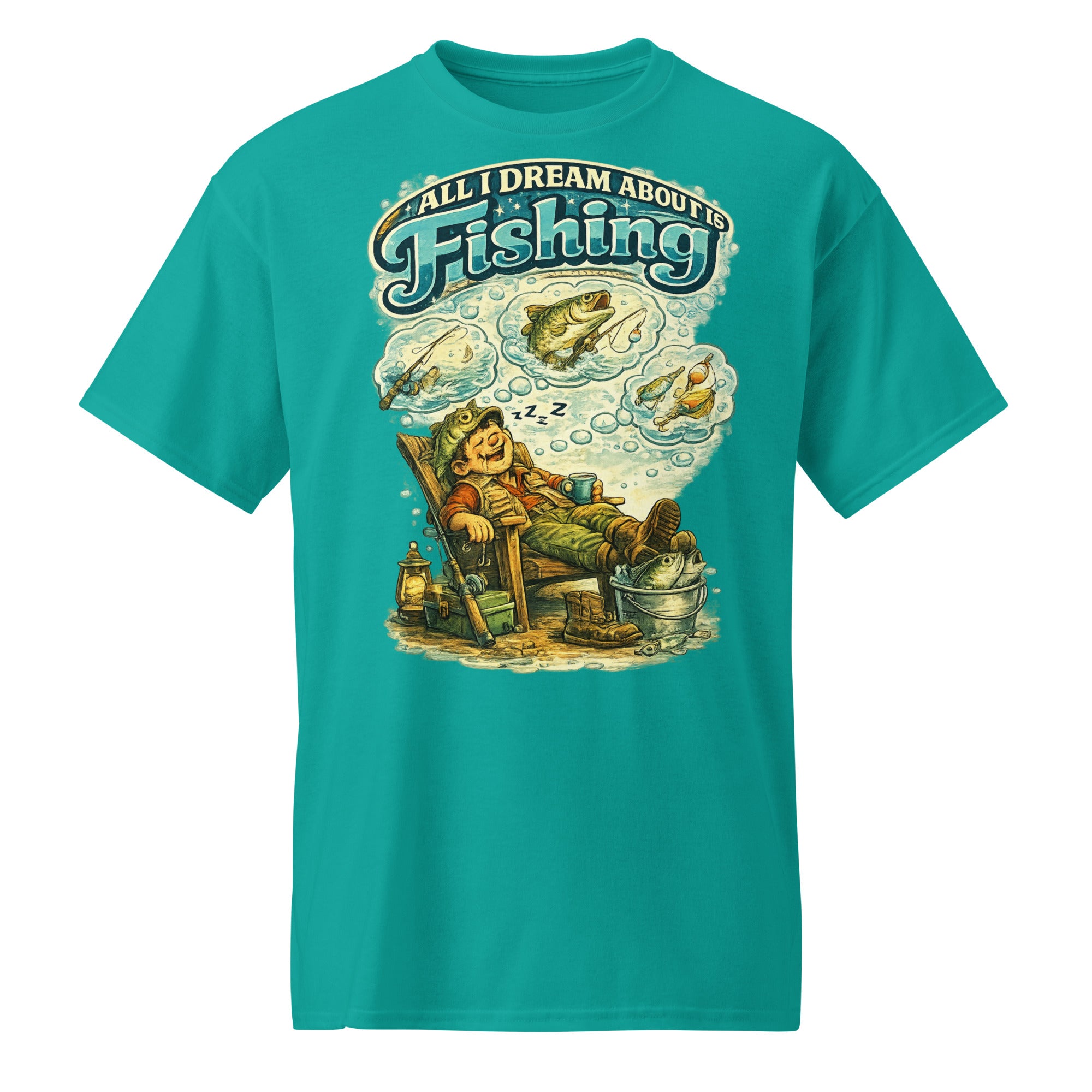 All I Dream About Is Fishing DryBlend® T-Shirt | Funny Angler Gift by printfluence.net