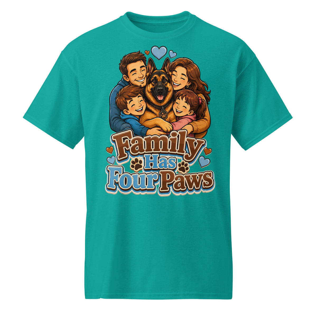 German Shepherd Family Has Four Paws DryBlend T-Shirt by printfluence.net
