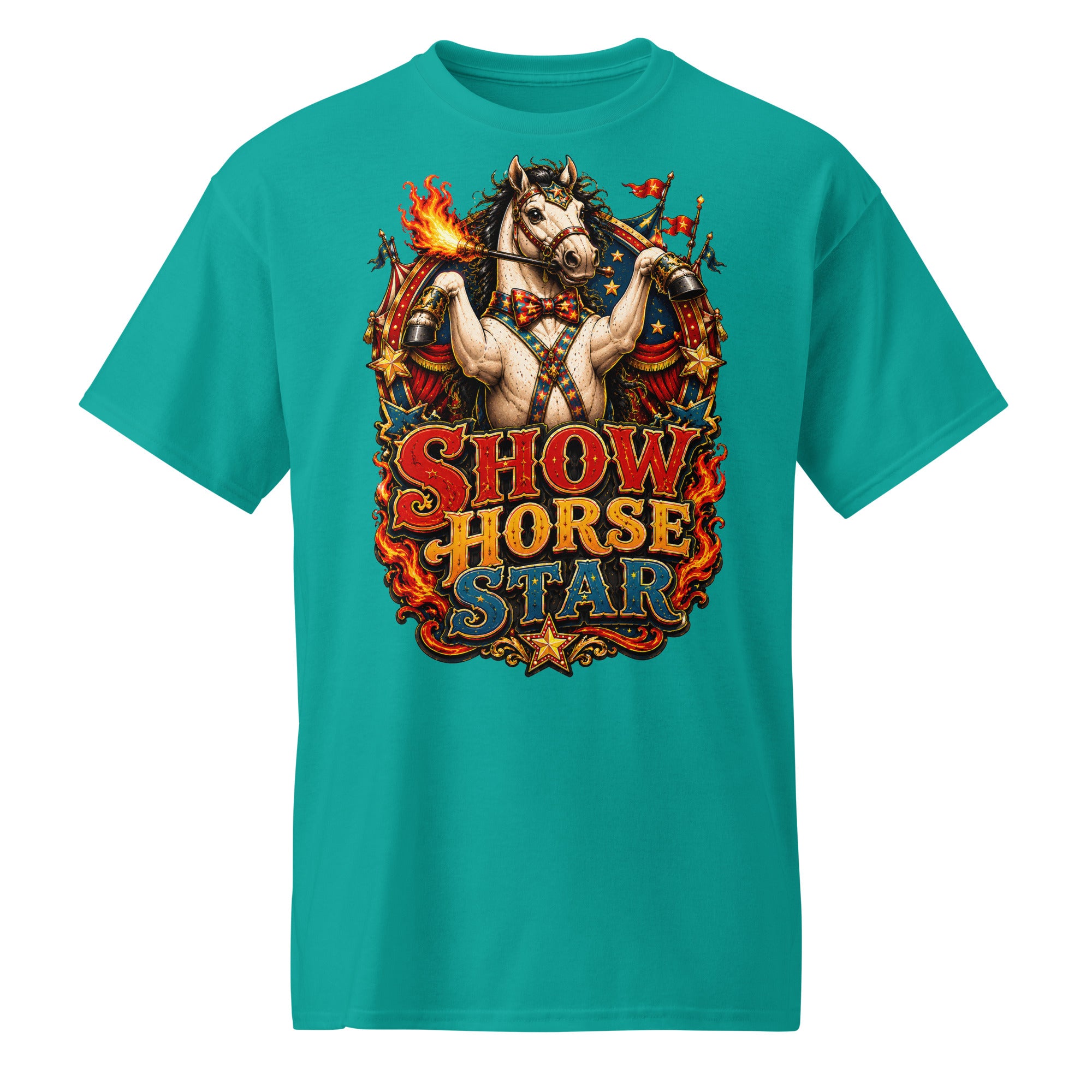 Show Horse Star Circus T-Shirt | DryBlend Moisture Wicking Tee by printfluence.net