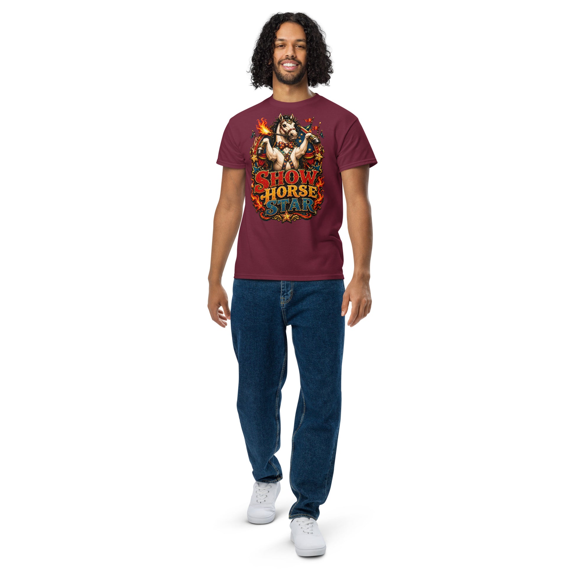 Show Horse Star Circus T-Shirt | DryBlend Moisture Wicking Tee by printfluence.net