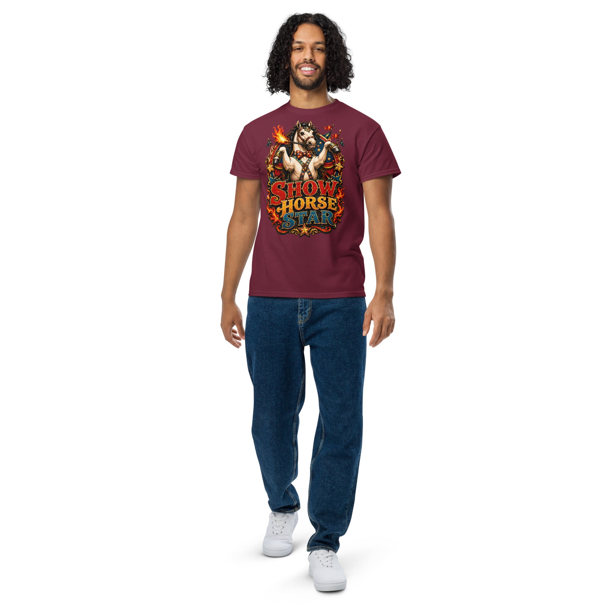 Show Horse Star Circus T-Shirt | DryBlend Moisture Wicking Tee by printfluence.net