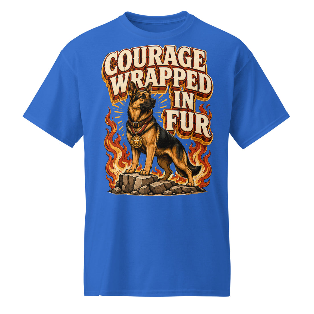 German Shepherd Courage Wrapped in Fur DryBlend® T-Shirt by printfluence.net