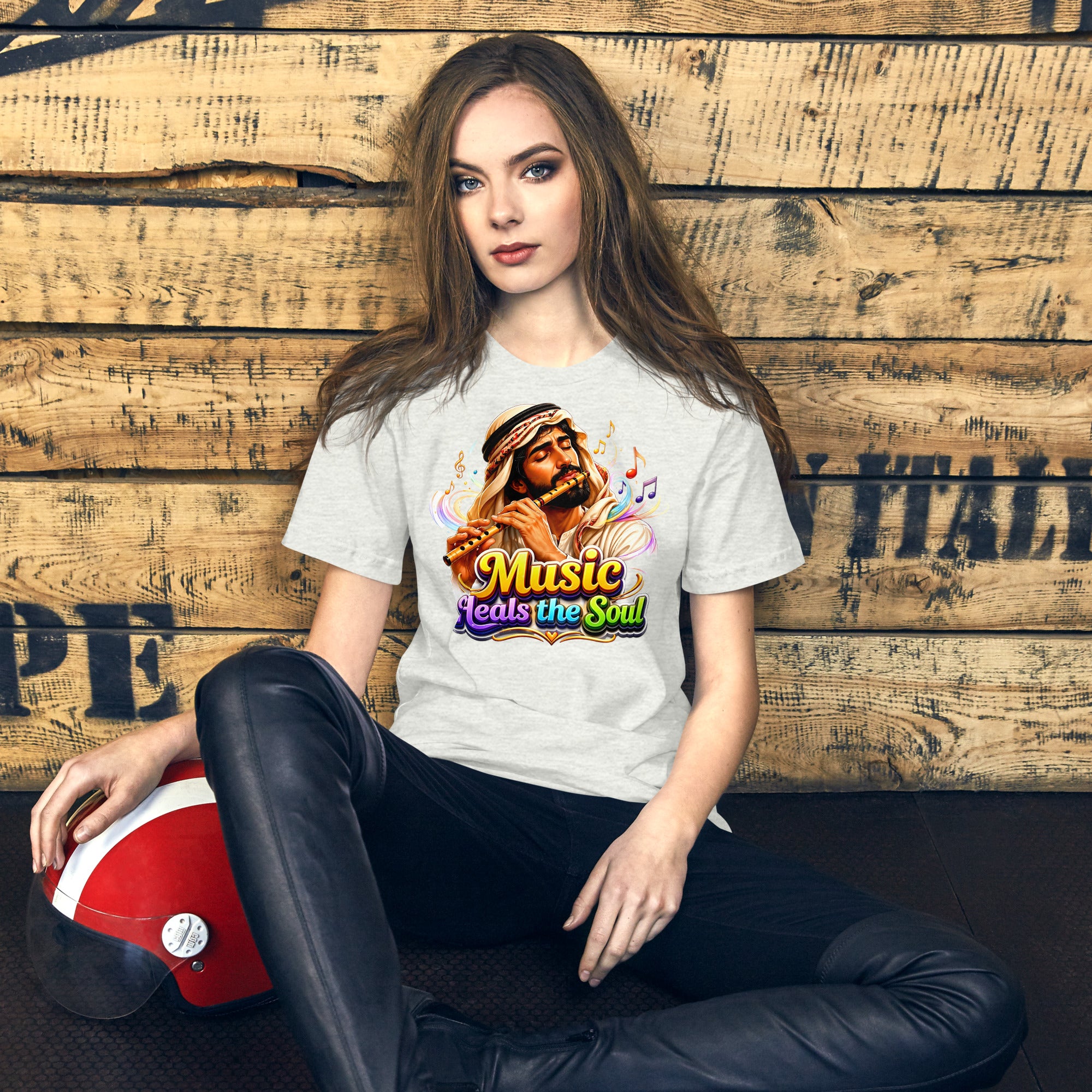 Unisex t-shirt - Music Heals The Soul - Mystic Arabic Flute Player by printfluence.net