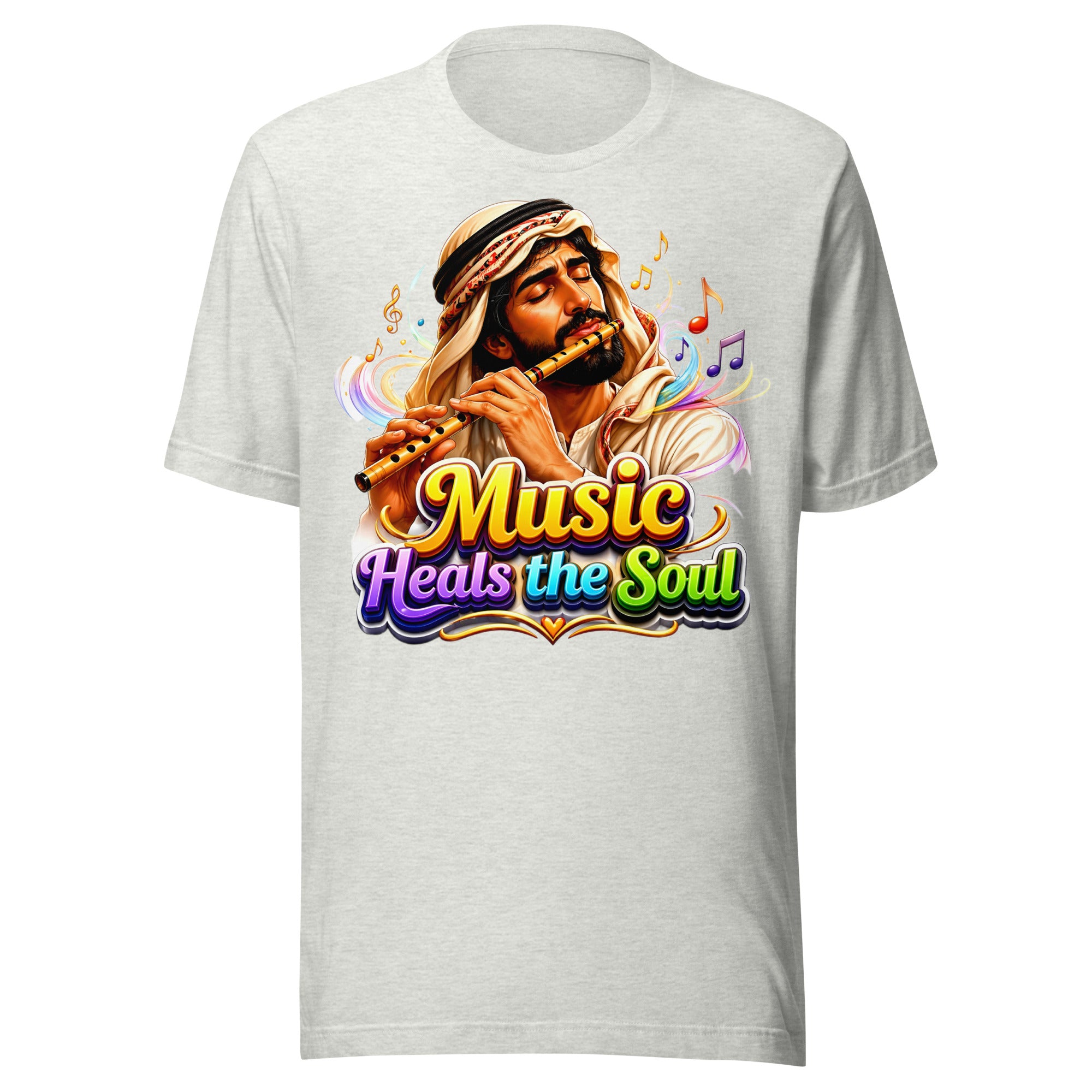 Unisex t-shirt - Music Heals The Soul - Mystic Arabic Flute Player by printfluence.net