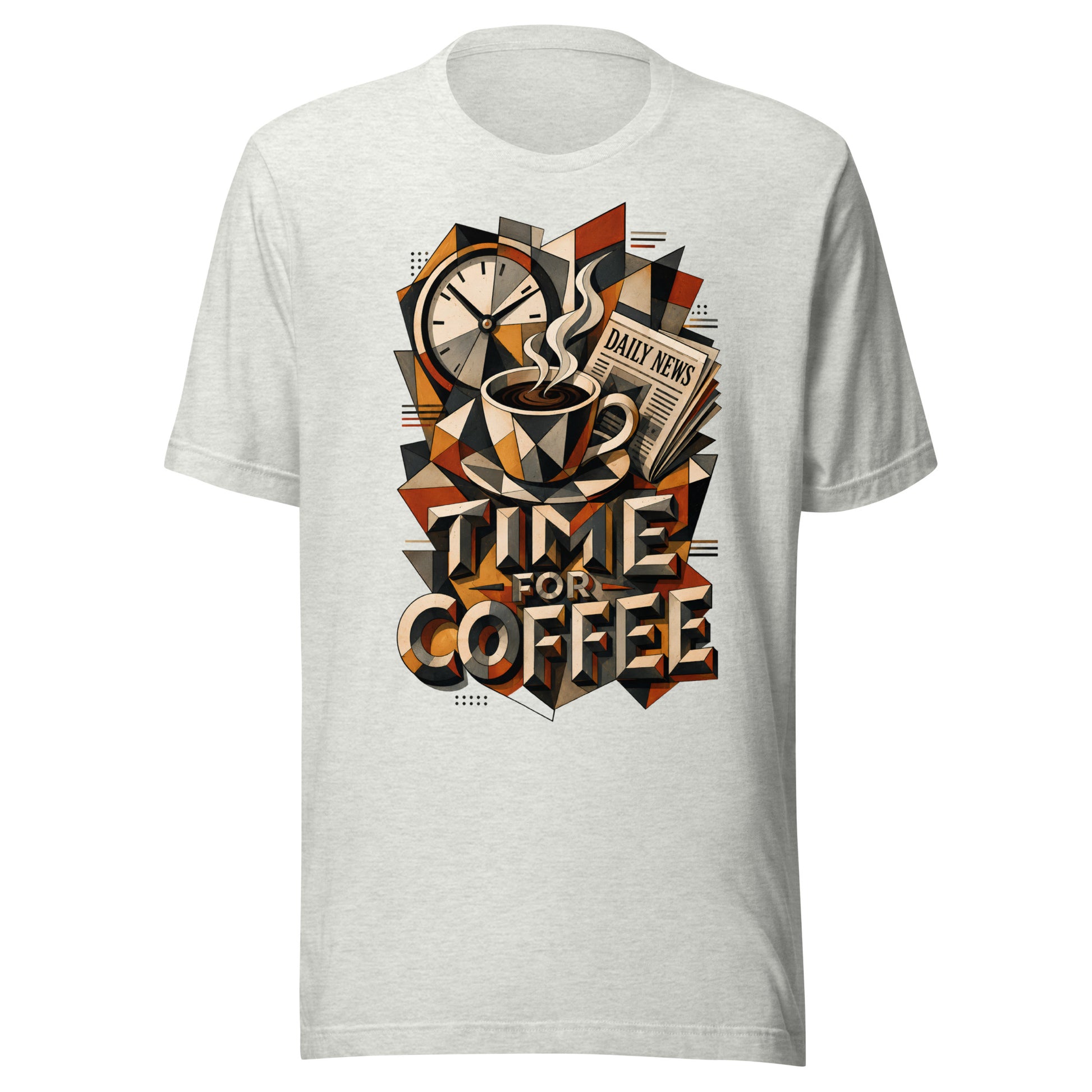 Coffee Lovers Unisex T-Shirt Time For Coffee – Cubist Morning Routine Graphic Tee by printfluence.net
