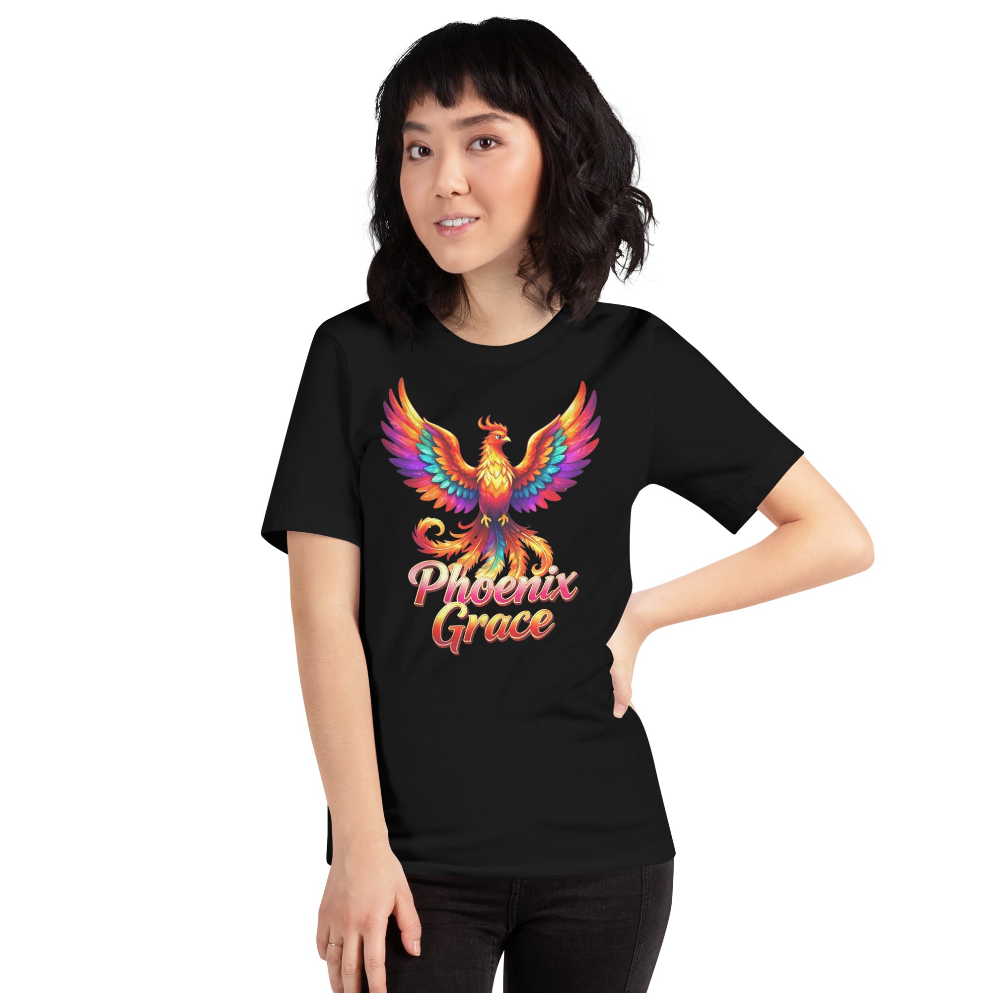 Unisex t-shirt - Phoenix Grace – Vibrant Mythical Bird of Rebirth and Power by printfluence.net