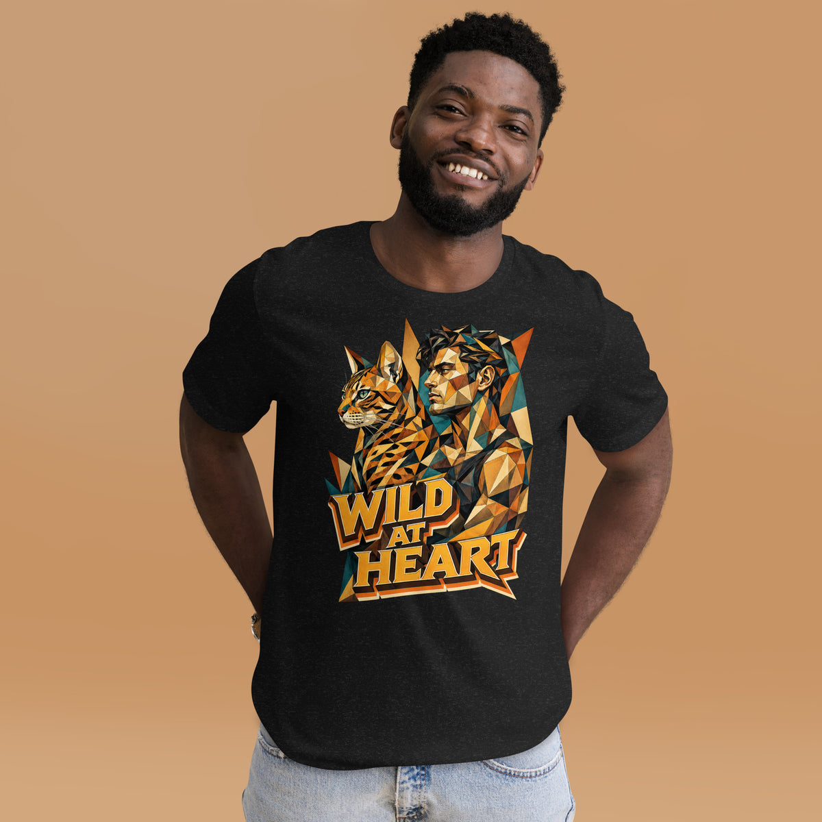 Cat Lovers Unisex Staple T-Shirt "Wild at Heart" by printfluence.net