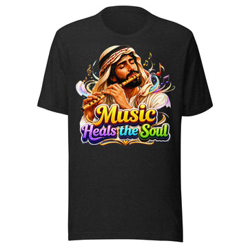 Unisex t-shirt - Music Heals The Soul - Mystic Arabic Flute Player by printfluence.net