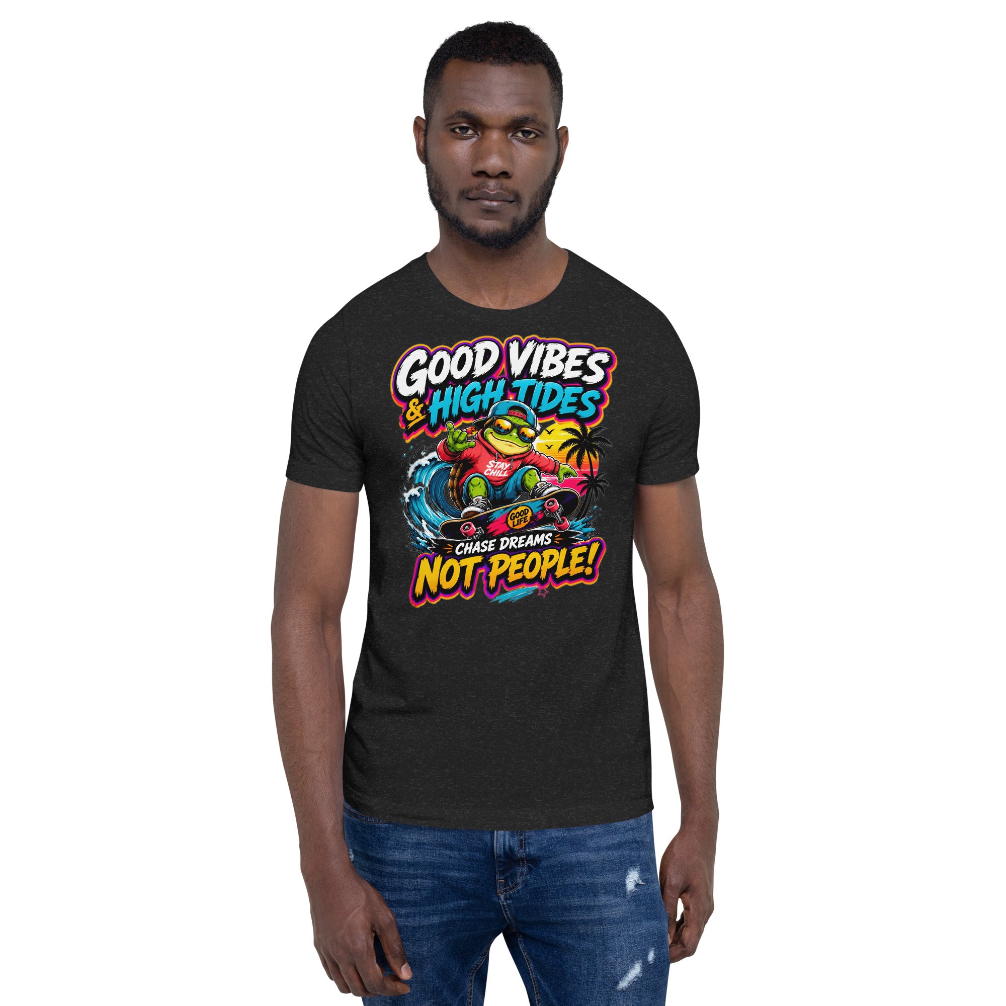 Unisex t-shirt - Elite Skater Turtle Cosmic Good Vibes - Premium Radical Dream Chaser Design by printfluence.net