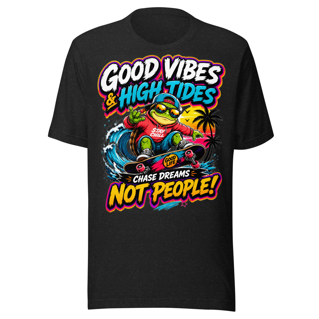 Unisex t-shirt - Elite Skater Turtle Cosmic Good Vibes - Premium Radical Dream Chaser Design by printfluence.net