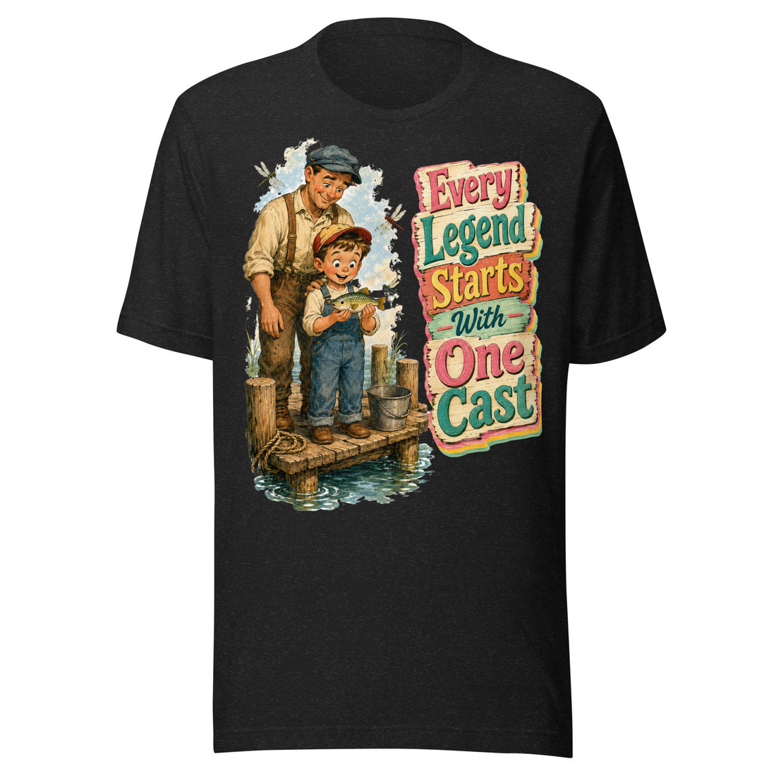 Fishing Lovers | Unisex Staple T-Shirt — Every Legend Starts With One Cast by printfluence